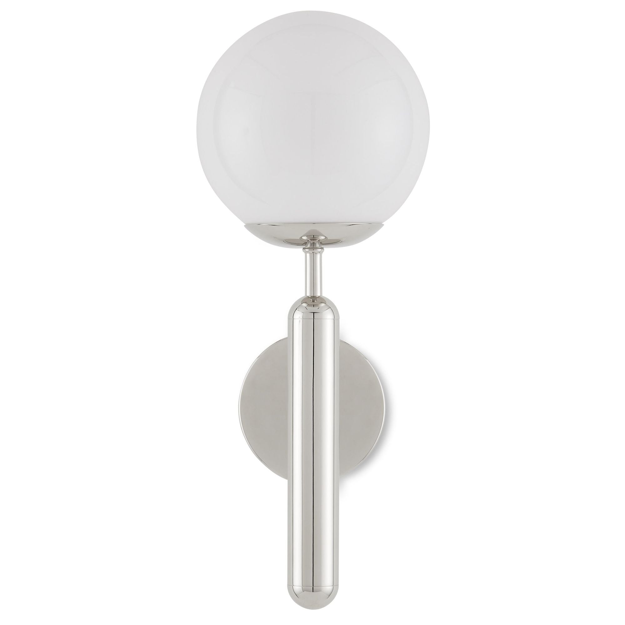 Barbican Single-Light Nickel Wall Sconce - Polished Nickel/White