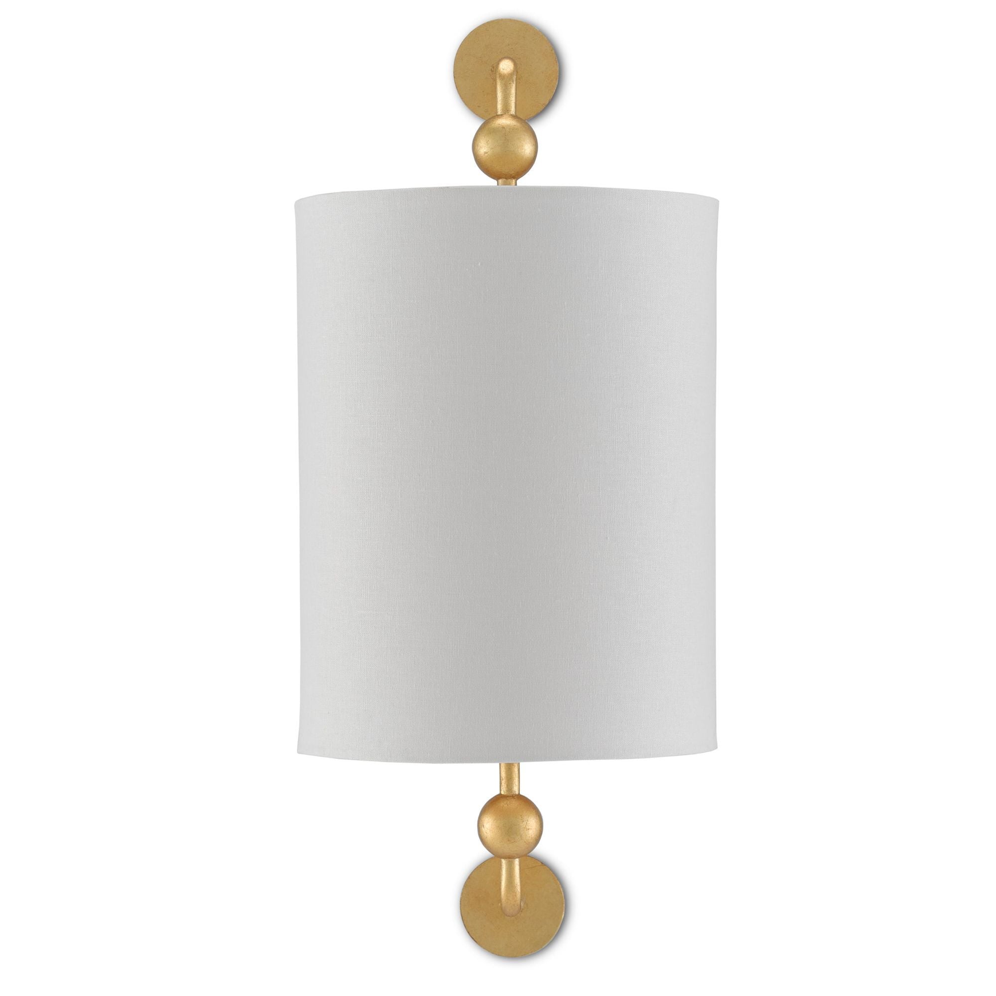 Tavey Gold Wall Sconce, White Shade - Contemporary Gold Leaf