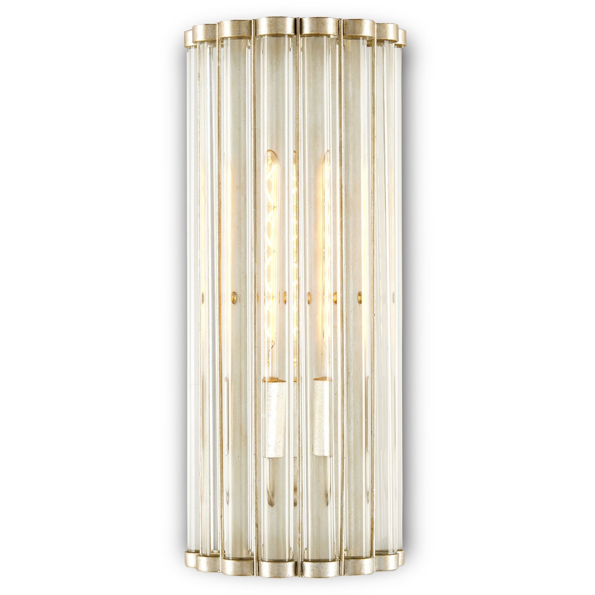 Warwick Tall Wall Sconce - Contemporary Silver Leaf/Clear
