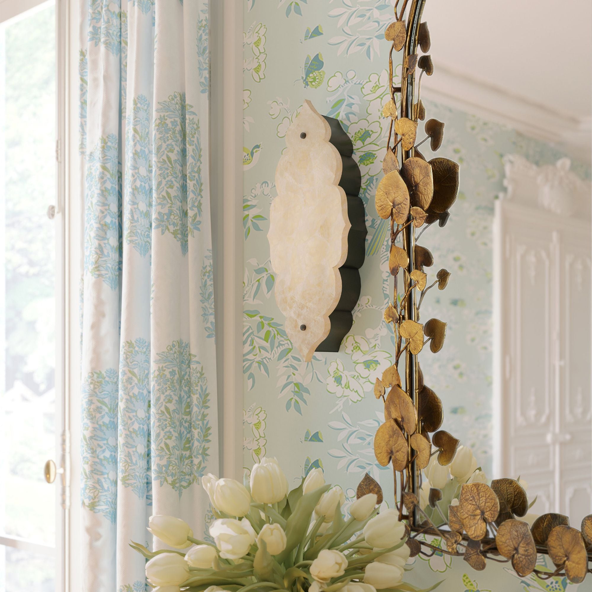 Andalusia Wall Sconce - Hiroshi Gray/Sugar White/Natural Stone