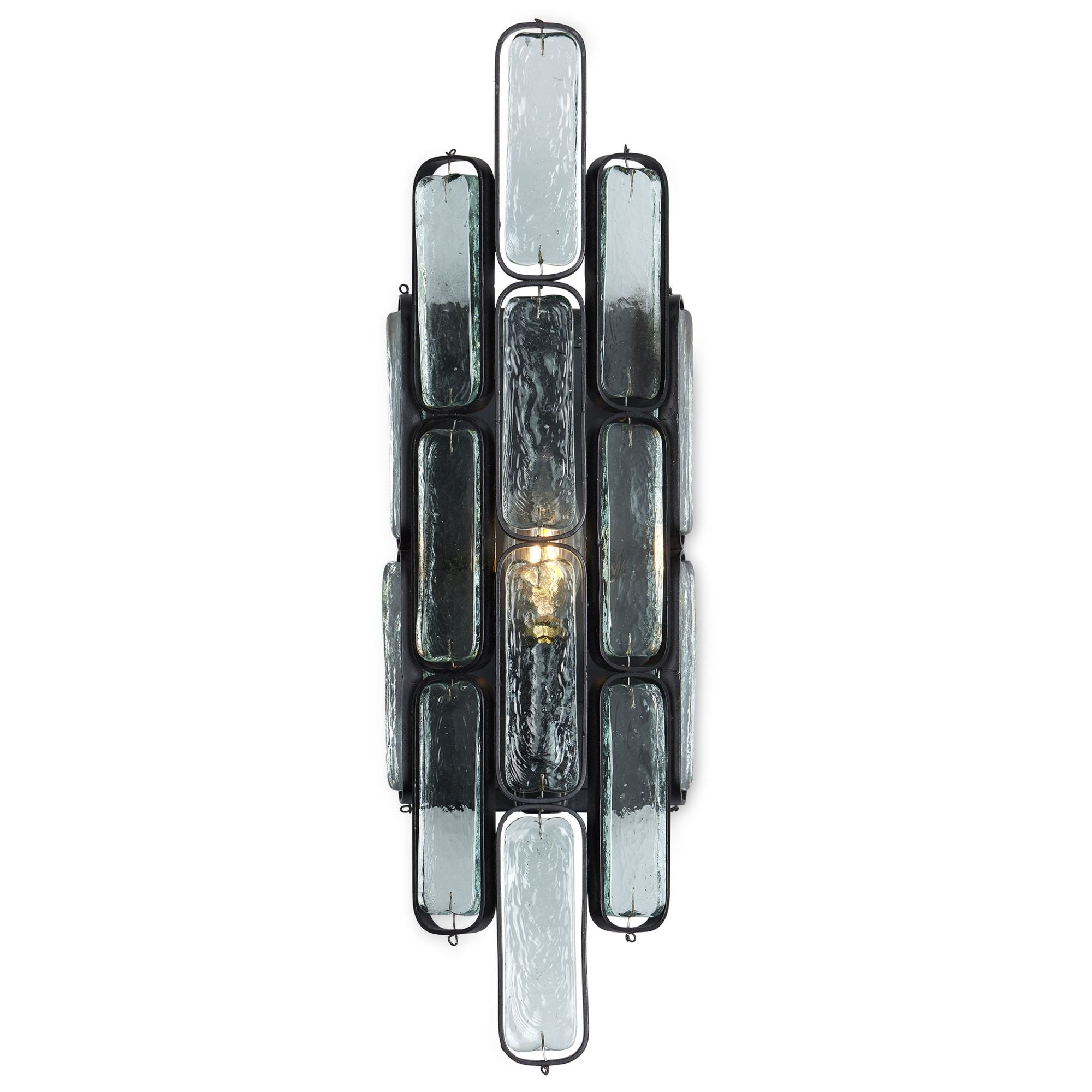 Centurion Recycled Glass Wall Sconce - Clear/Satin Black