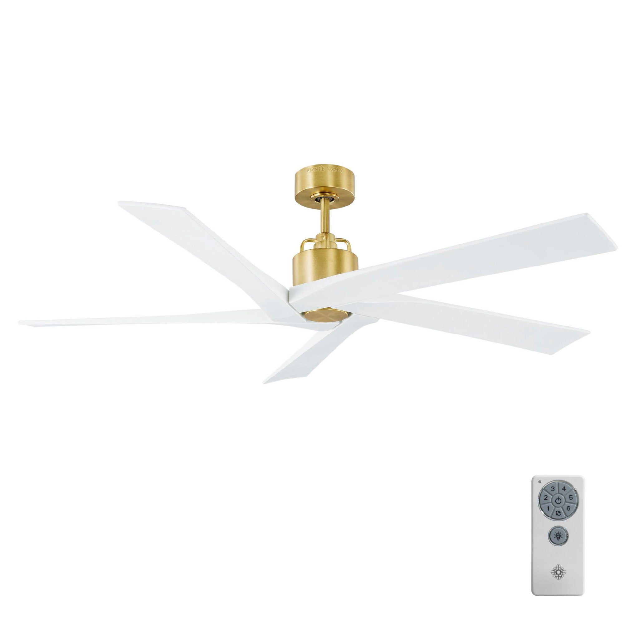 Sean Lavin Aspen 56" Ceiling Fan in Burnished Brass w/ Matte White Blade D:56'' H:13 3/32''