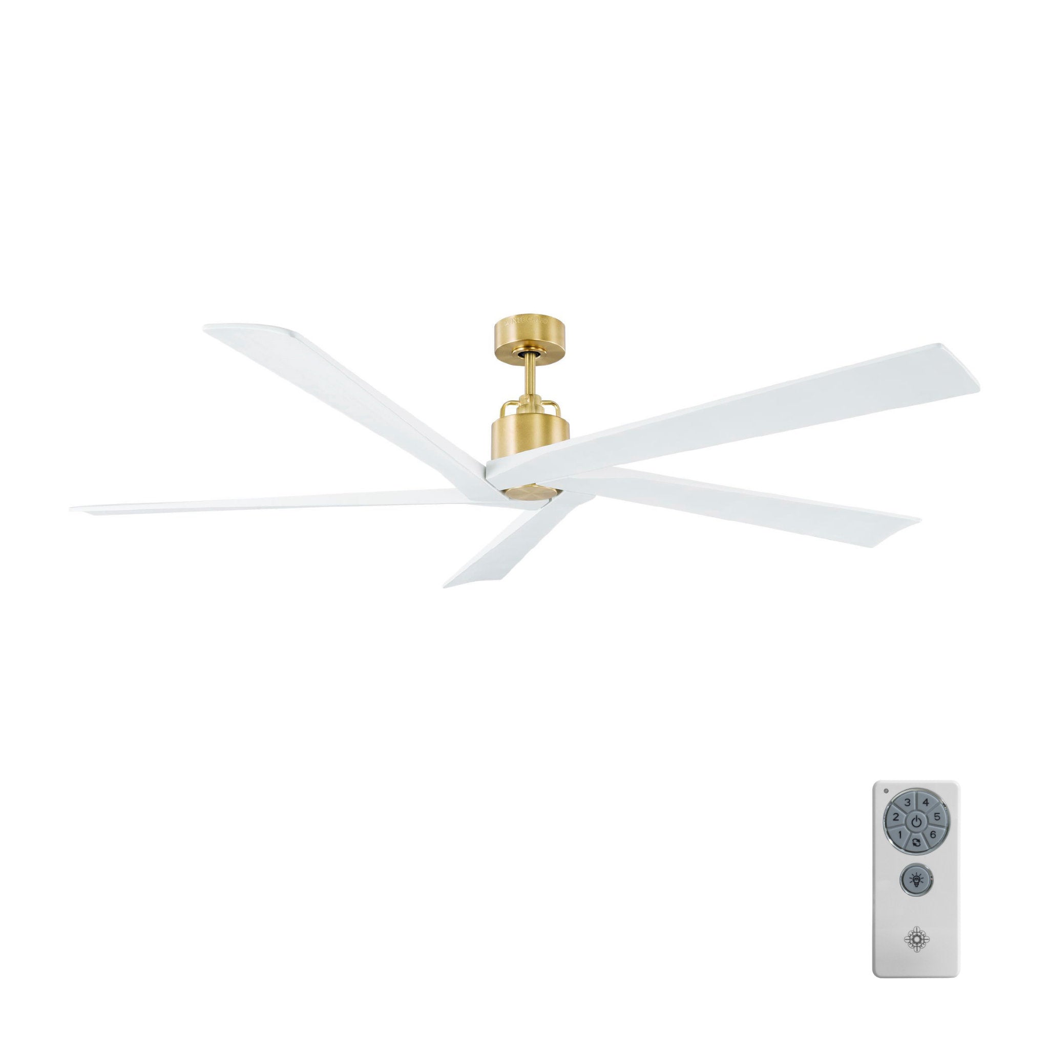 Sean Lavin Aspen 70" Ceiling Fan in Burnished Brass w/ Matte White Blade D:70'' H:13 3/32''