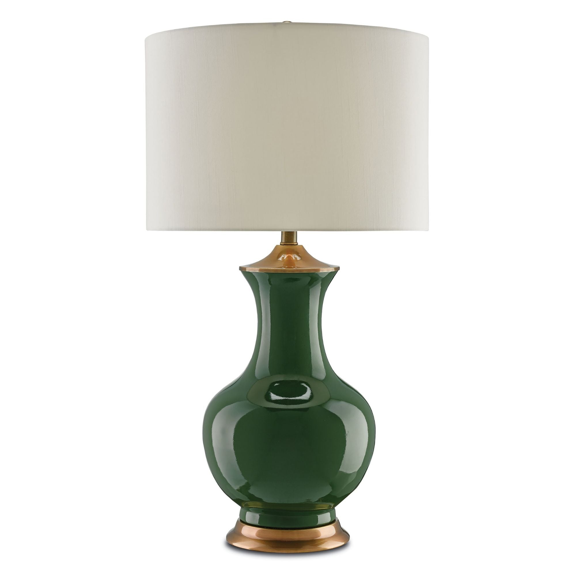 Lilou Green Table Lamp - Green/Antique Brass