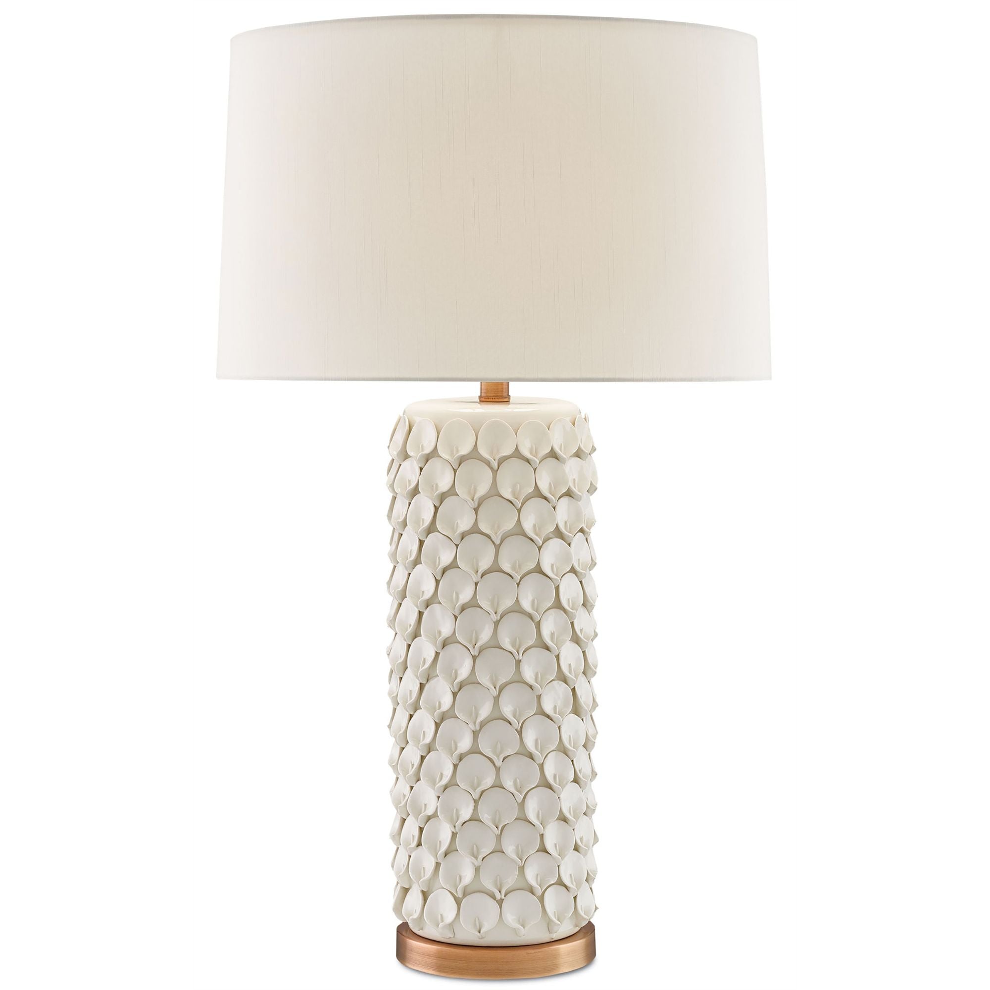 Calla Lily White Table Lamp - Cream/Antique Brass