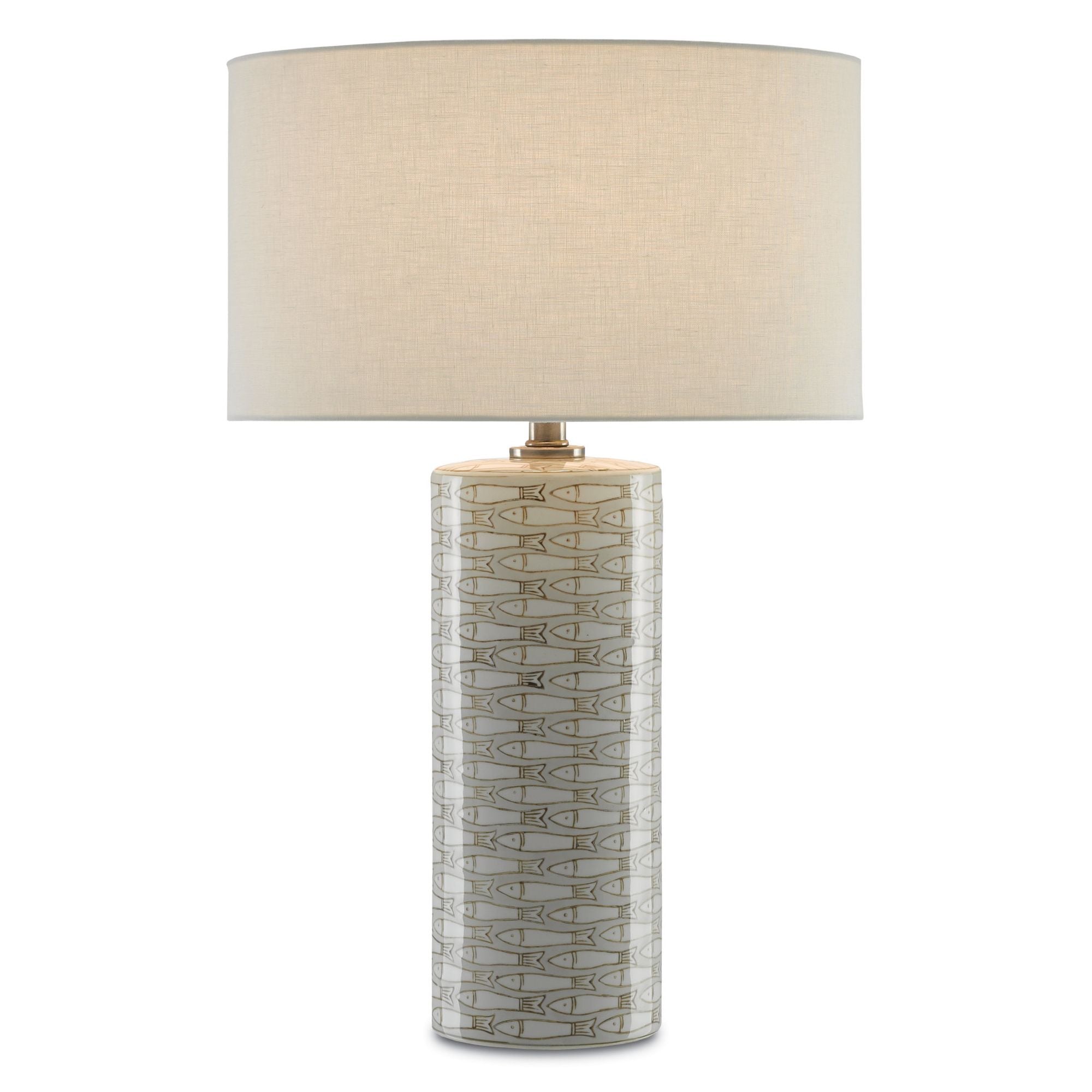 Fisch Large Table Lamp - Gray/White/Antique Nickel