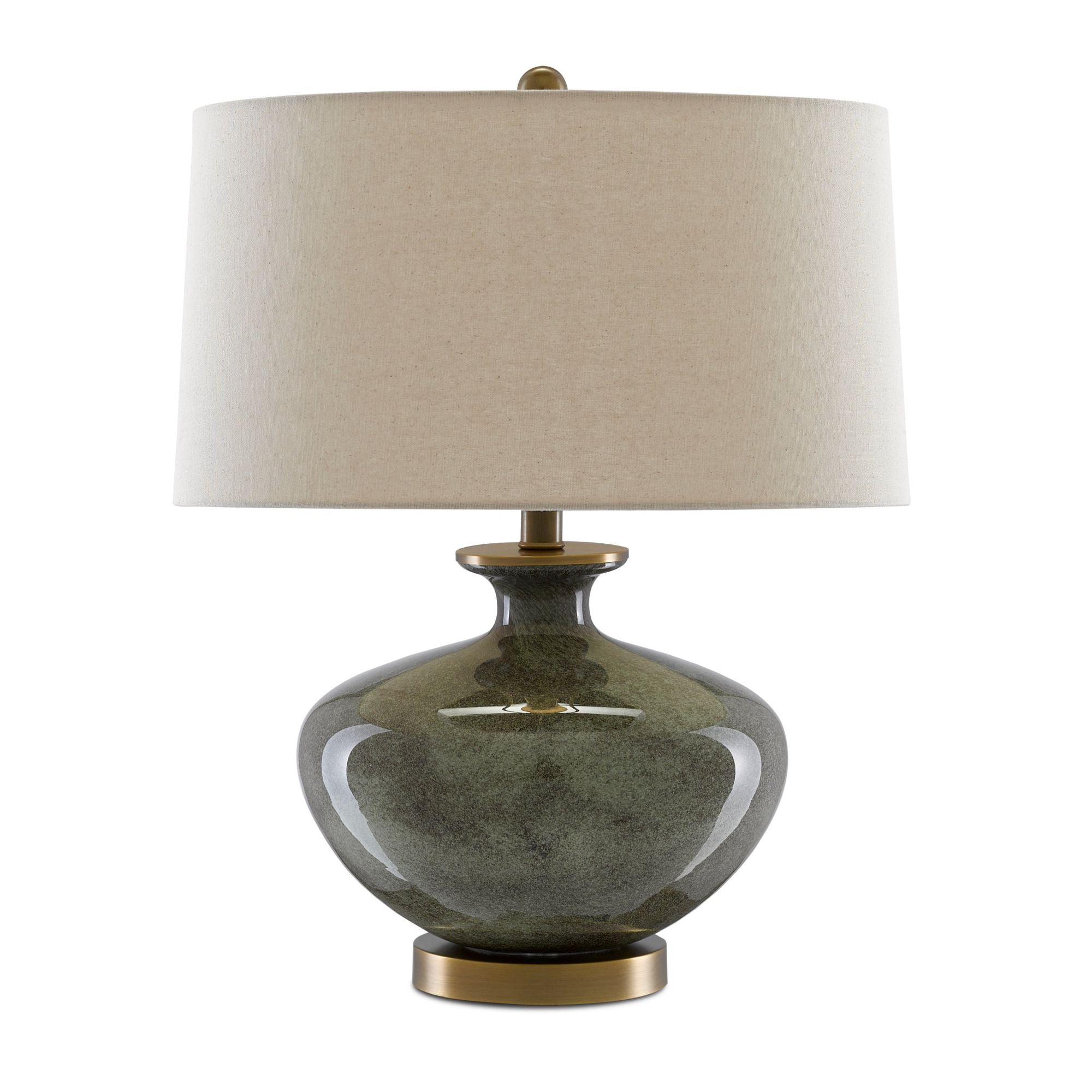 Greenlea Gray Table Lamp - Dark Gray/Moss Green/Antique Brass