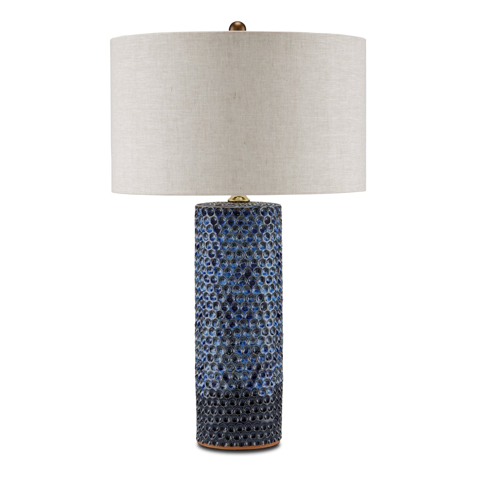 Polka Dot Blue Table Lamp - Reactive Blue/Polished Brass