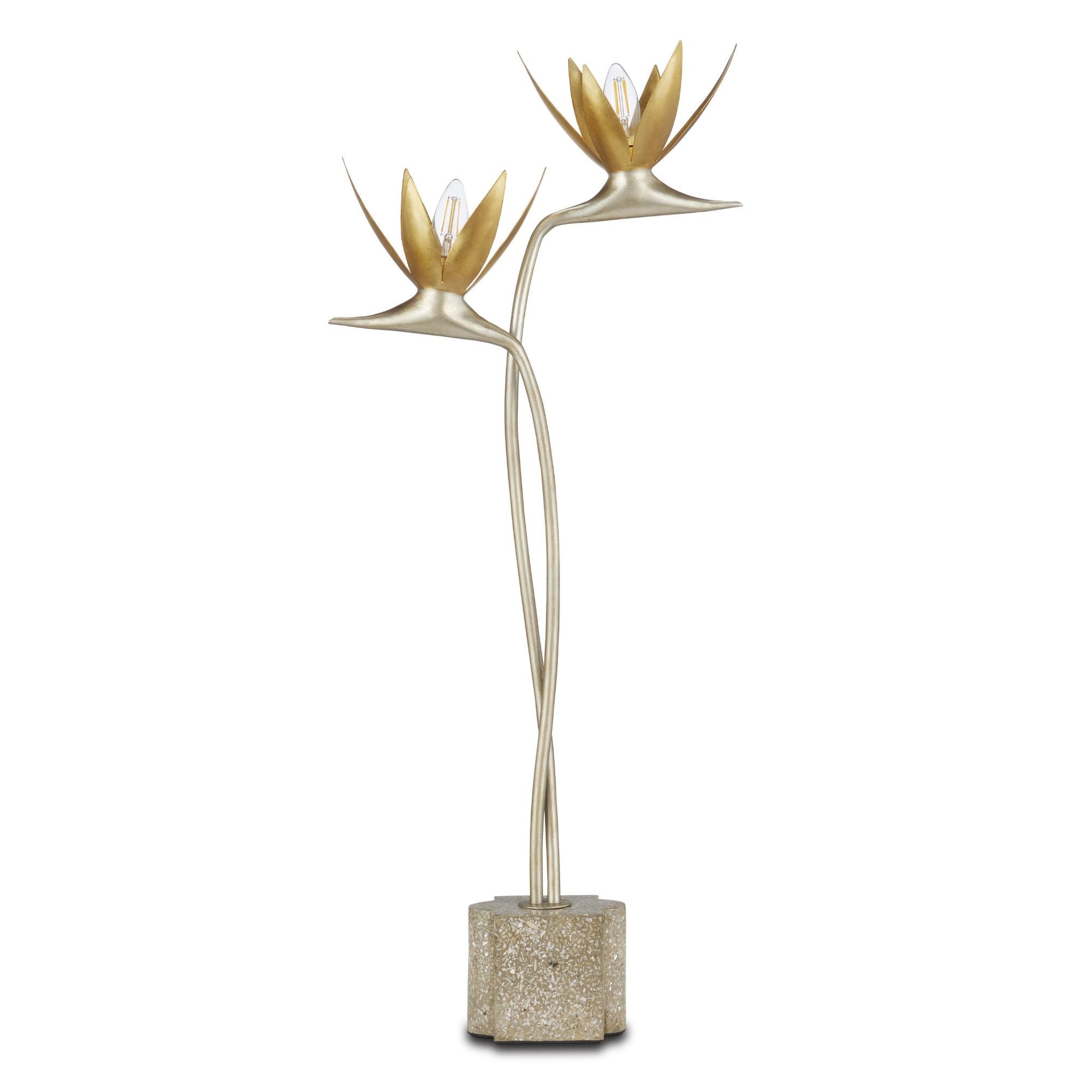 Paradiso Gold & Silver Table Lamp - Contemporary Silver Leaf/Contemporary Gold Leaf/Abalone Polished Concrete