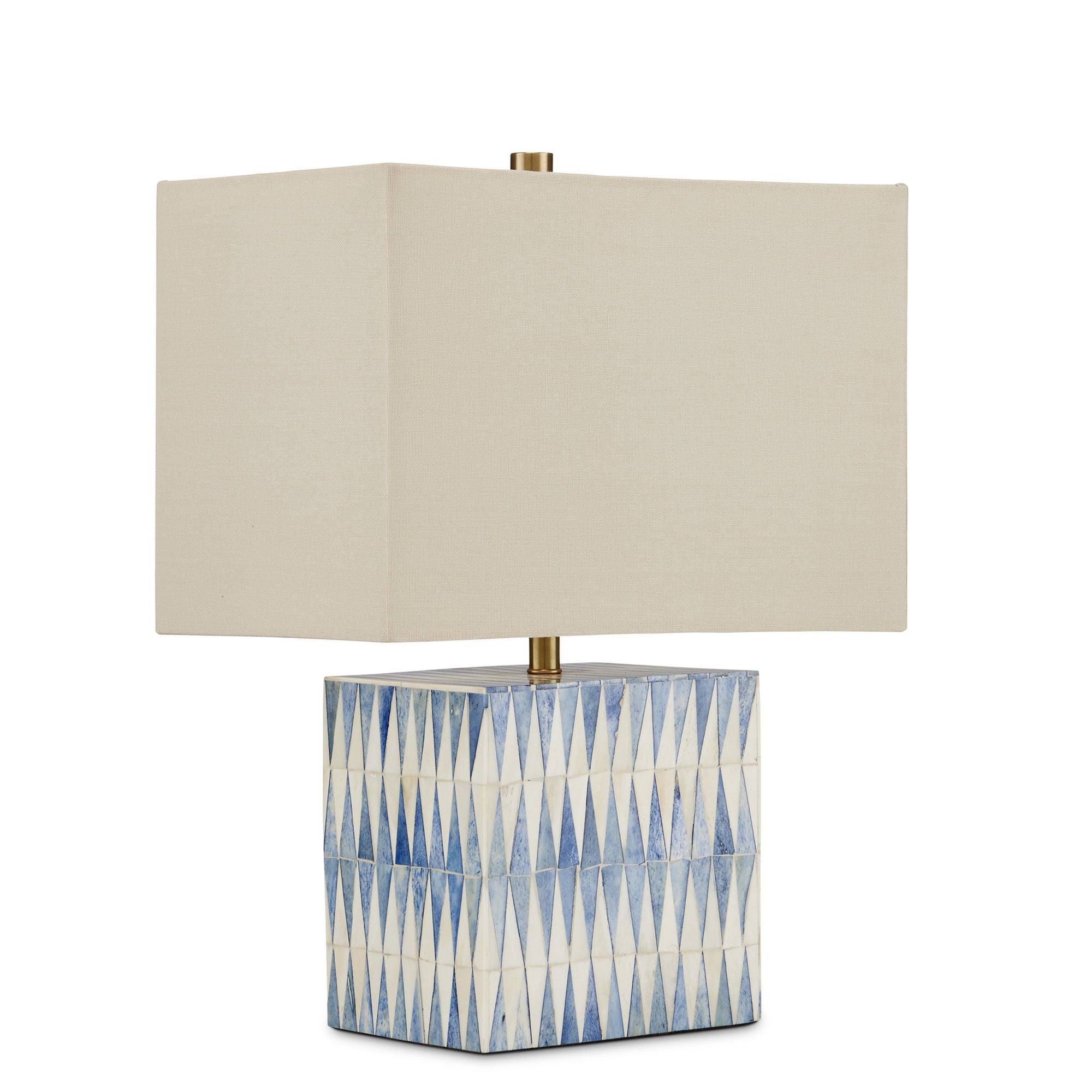 Nadene Blue & White Table Lamp - Blue/White/Brushed Brass
