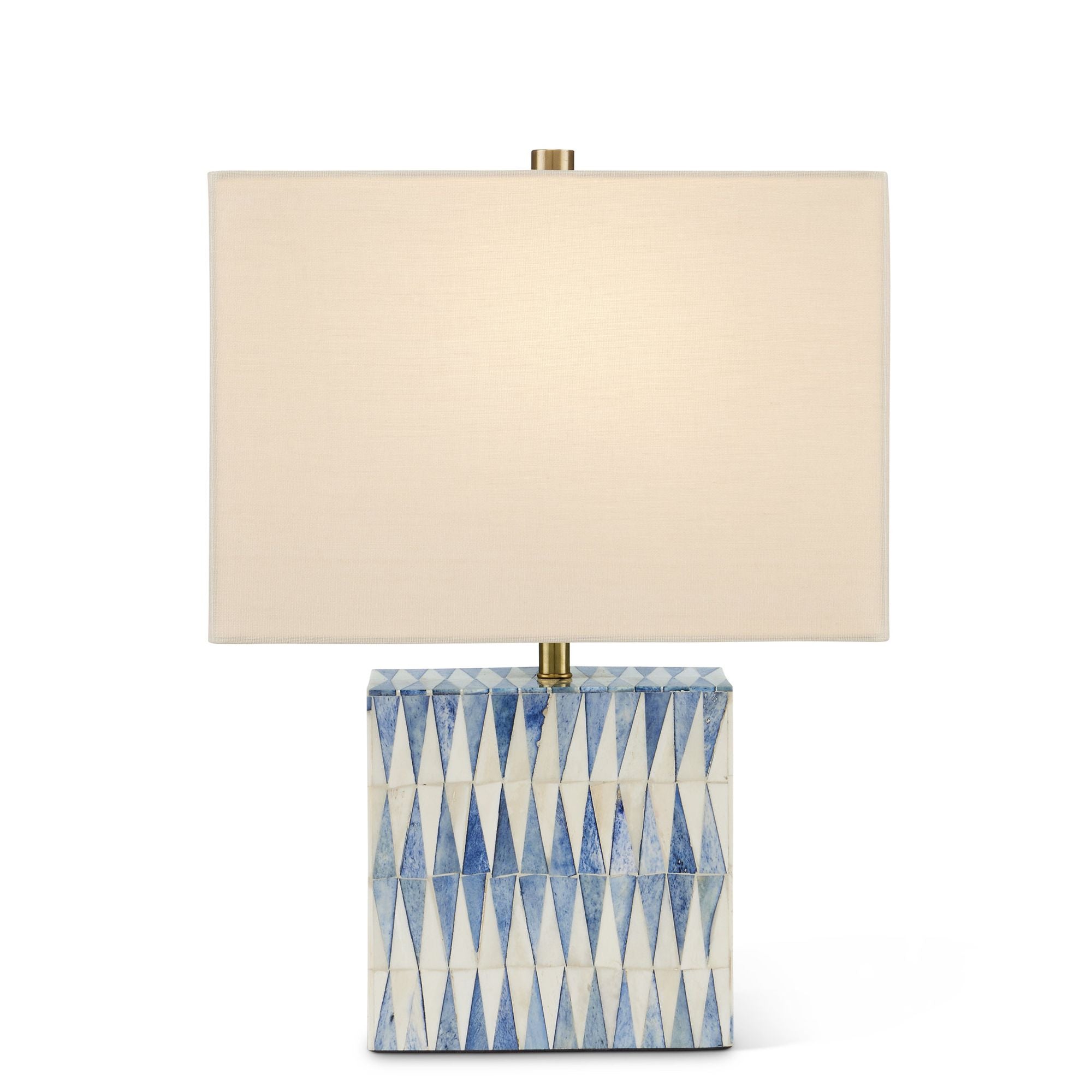 Nadene Blue & White Table Lamp - Blue/White/Brushed Brass