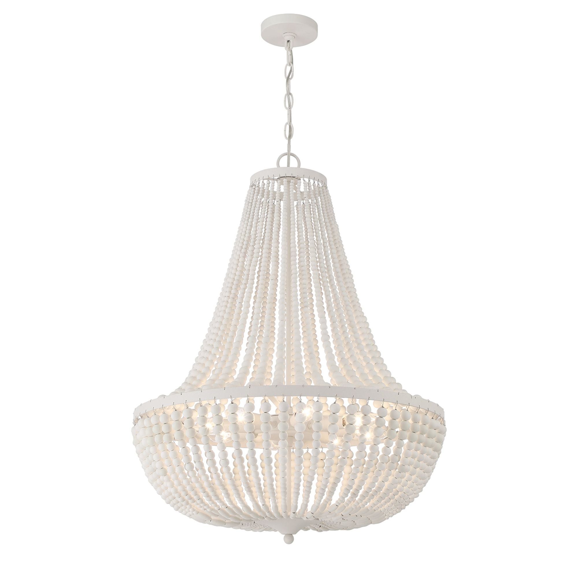 Rylee 8 Light Matte White Chandelier White Wood Beads 24.75"W x 31.25"H x 24.75"D