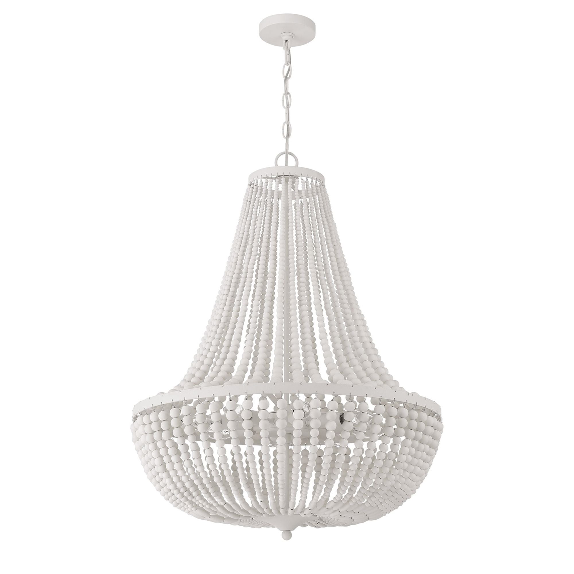 Rylee 8 Light Matte White Chandelier White Wood Beads 24.75"W x 31.25"H x 24.75"D