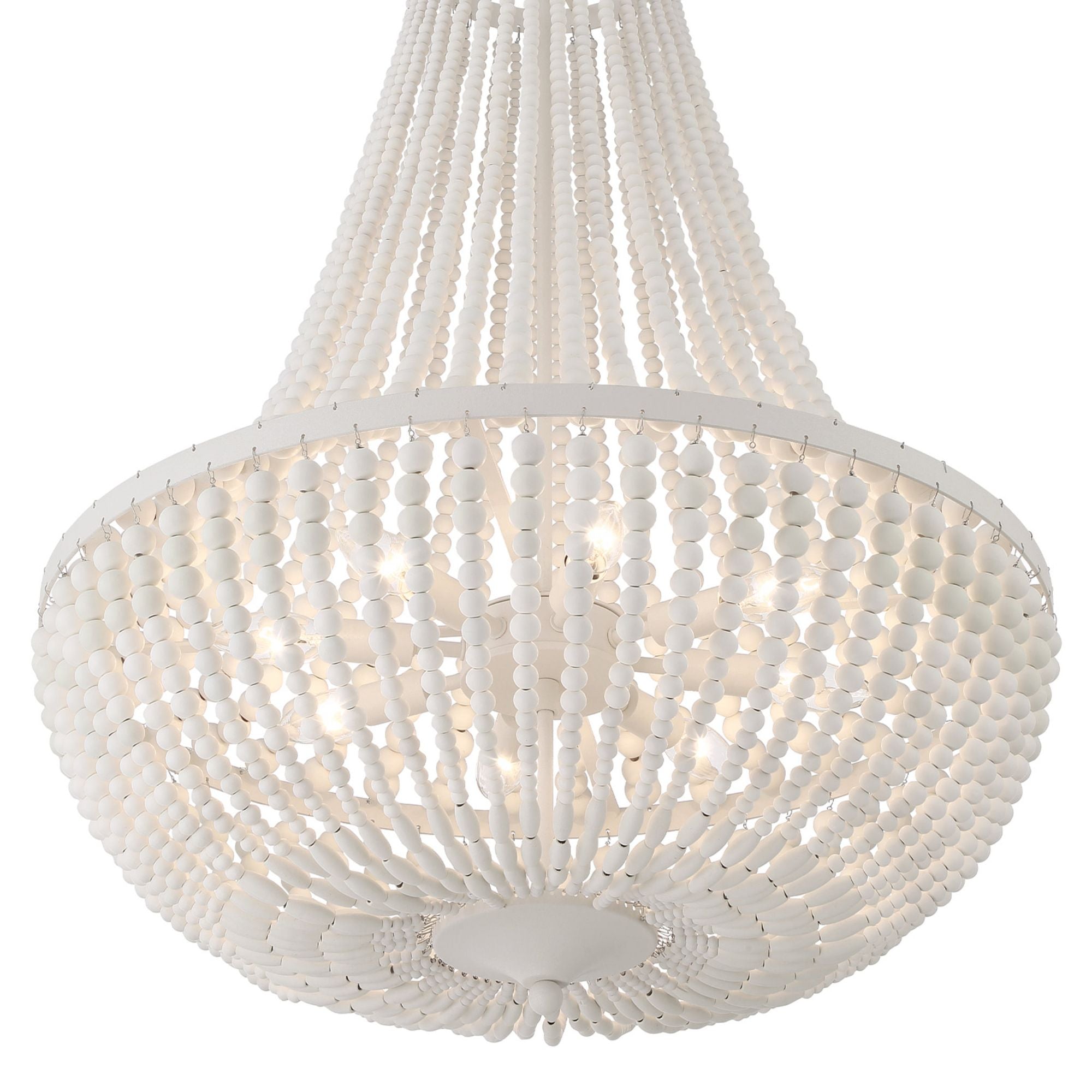 Rylee 8 Light Matte White Chandelier White Wood Beads 24.75"W x 31.25"H x 24.75"D