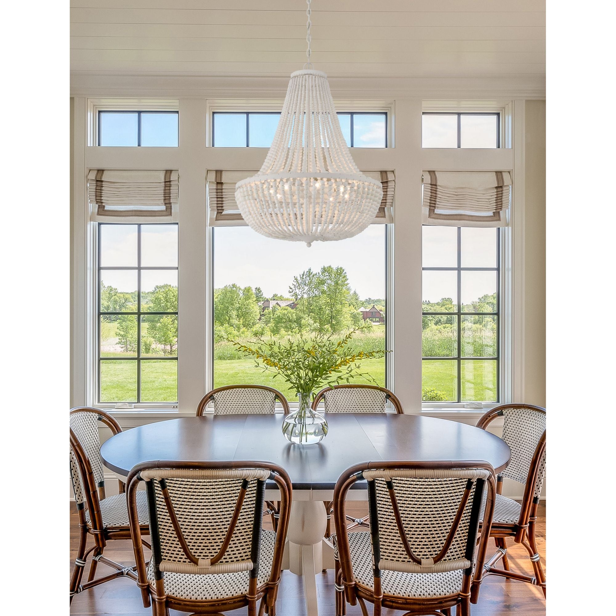 Rylee 8 Light Matte White Chandelier White Wood Beads 24.75"W x 31.25"H x 24.75"D