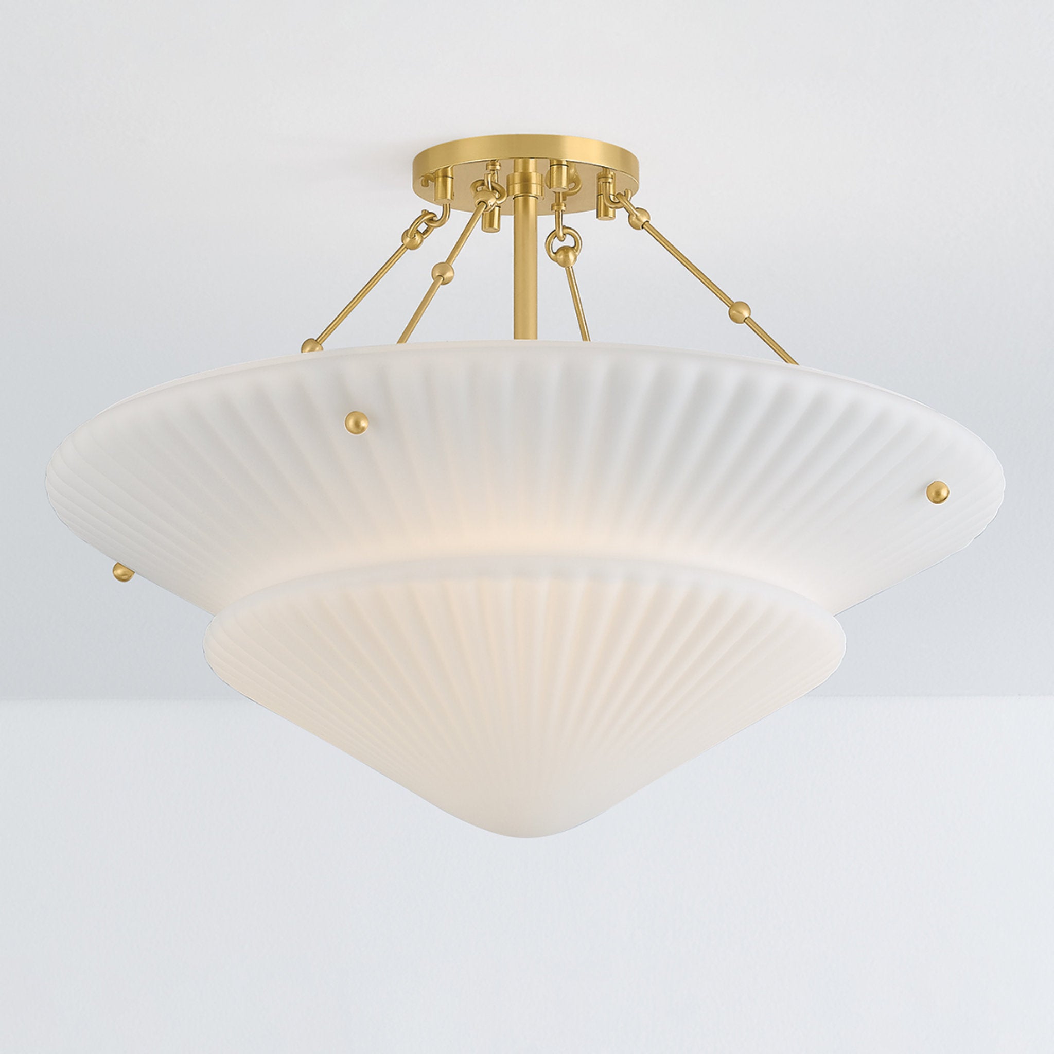 Loburn 3-Light Semi Flush in Aged Brass 20.25W x 14.25H