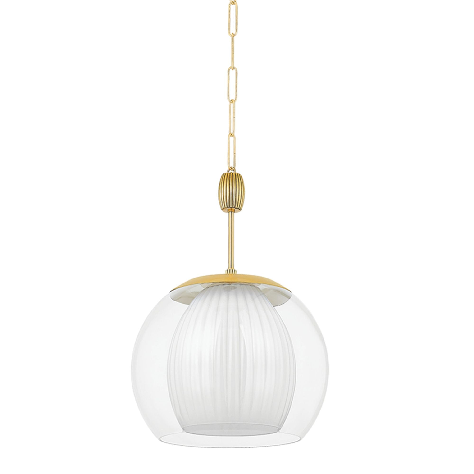 Clementon 1-Light Pendant in Aged Brass 17W x 24H