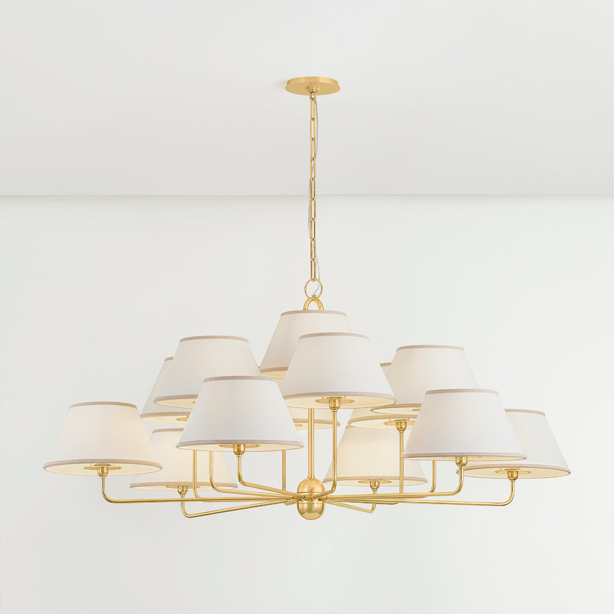 Durland 13-Light Chandelier in Aged Brass 55W x 25.75H
