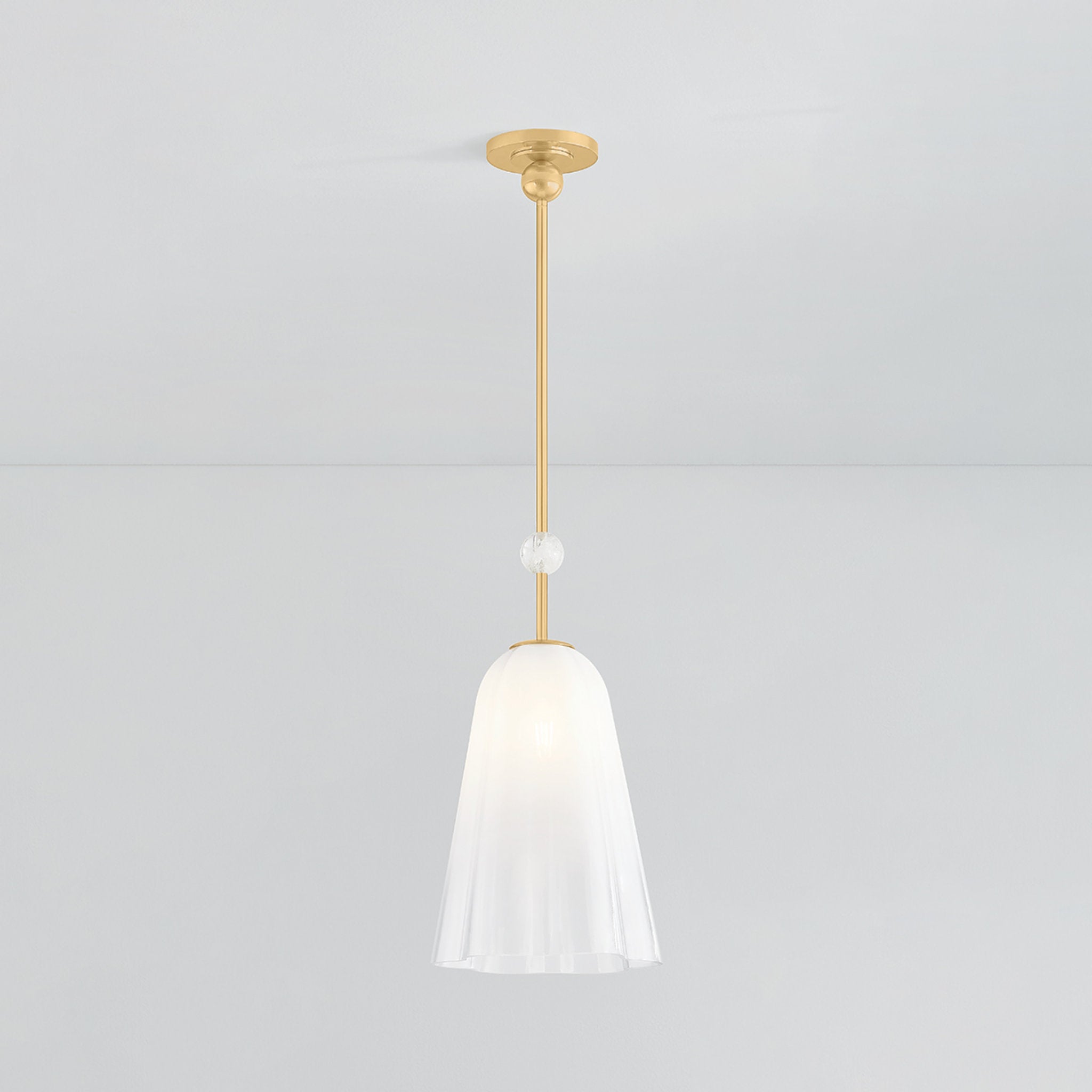 Cambria Heights 1-Light Pendant in Aged Brass 10.25W x 19.5H