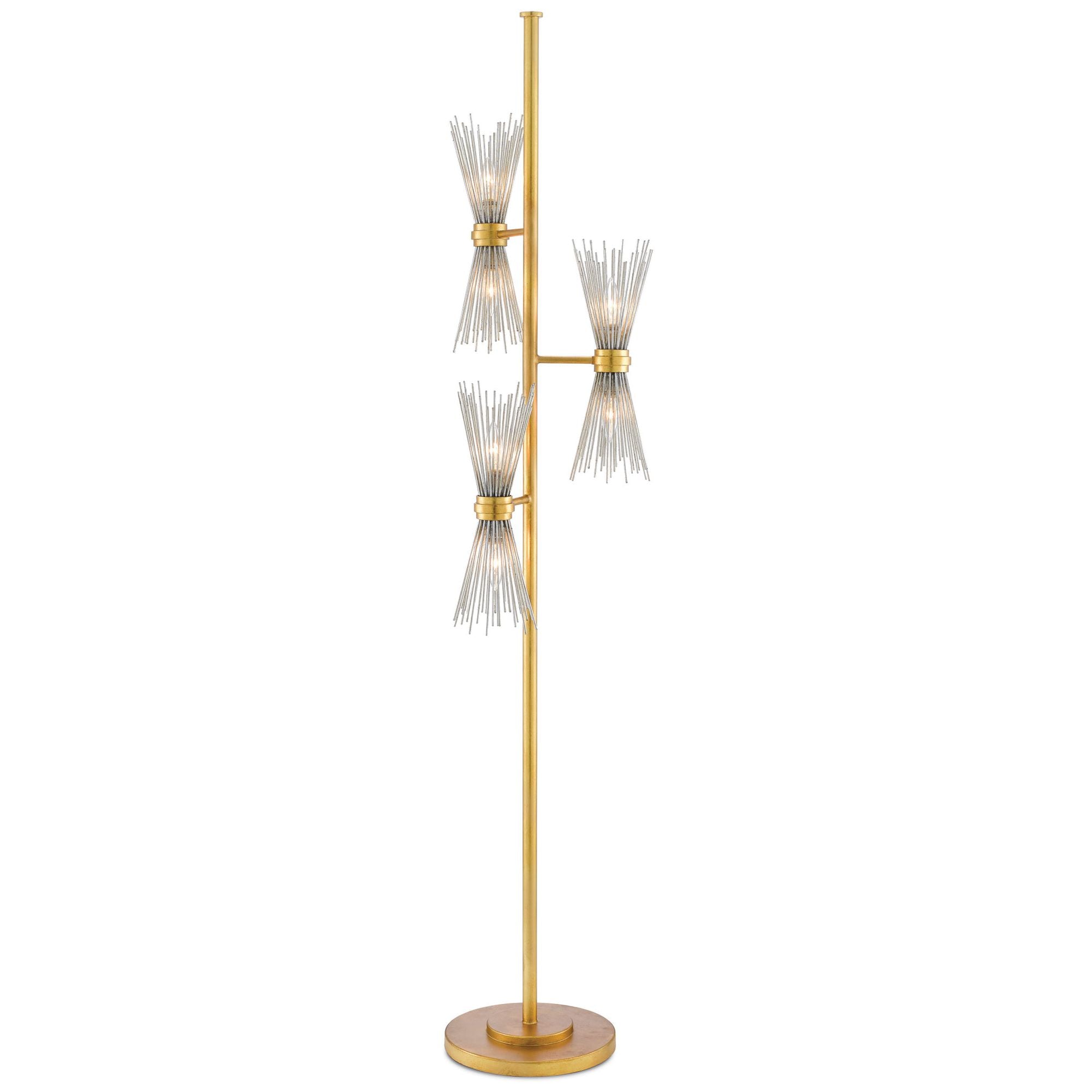 Novatude Gold Floor Lamp - Antique Gold Leaf/Contemporary Silver Leaf
