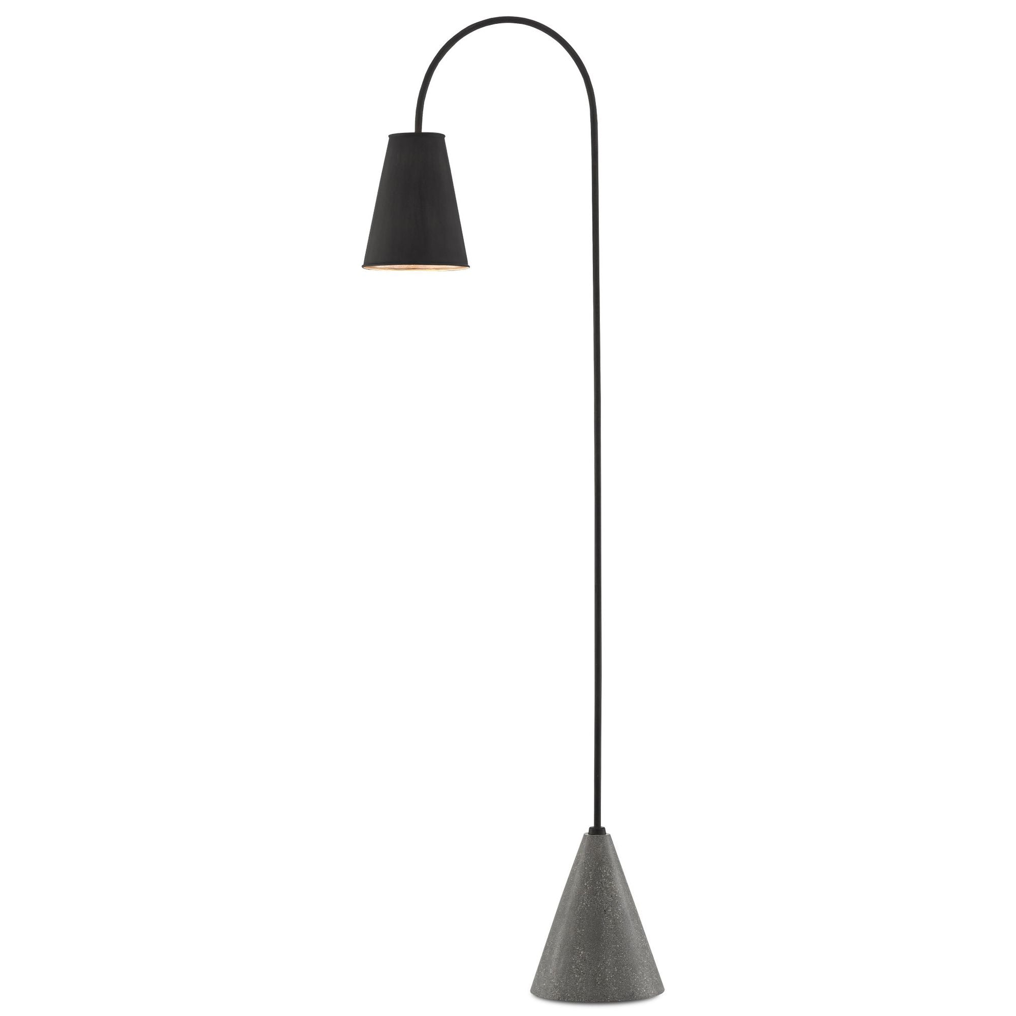 Lotz Black Floor Lamp - Black Iron/Silver Leaf/Polished Concrete