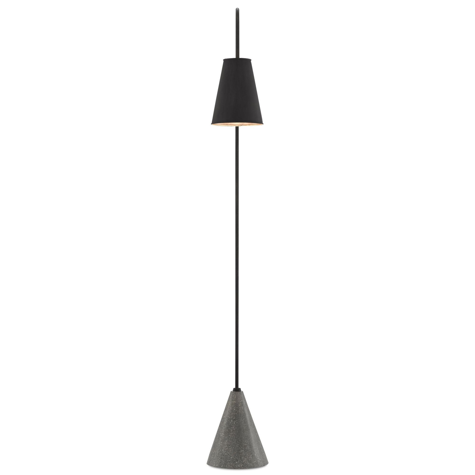 Lotz Black Floor Lamp - Black Iron/Silver Leaf/Polished Concrete