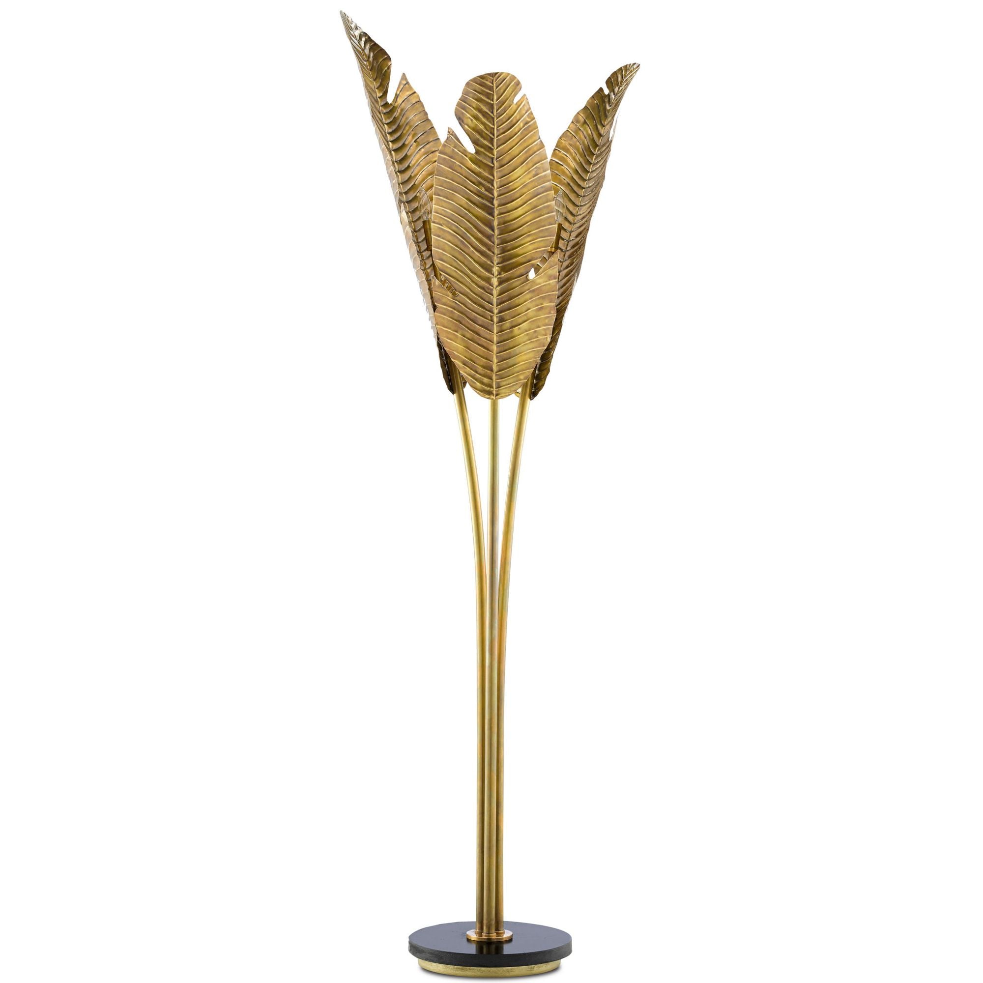 Tropical Medium Brass Floor Lamp - Vintage Brass/Black