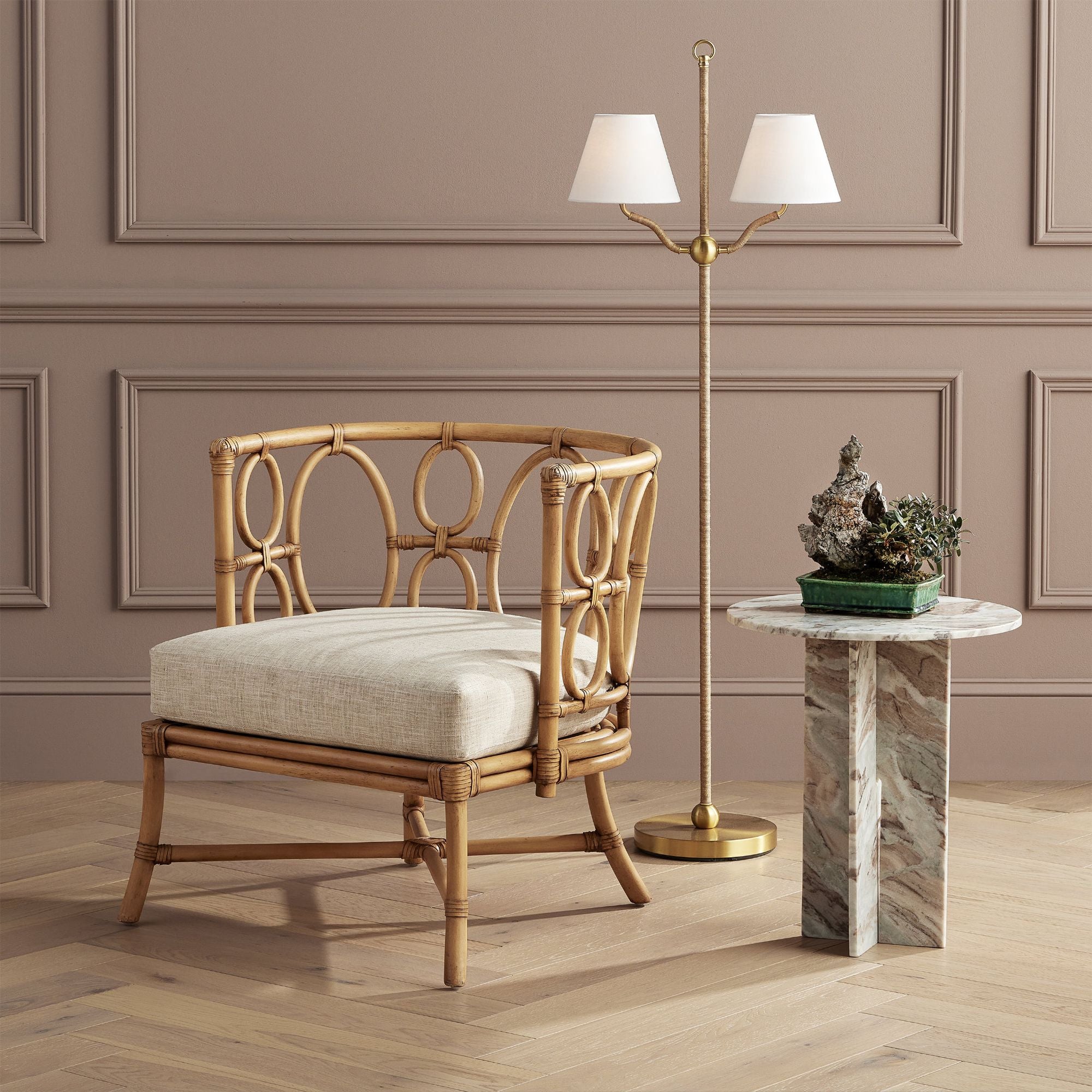 Sirocco Brass Floor Lamp - Antique Brass