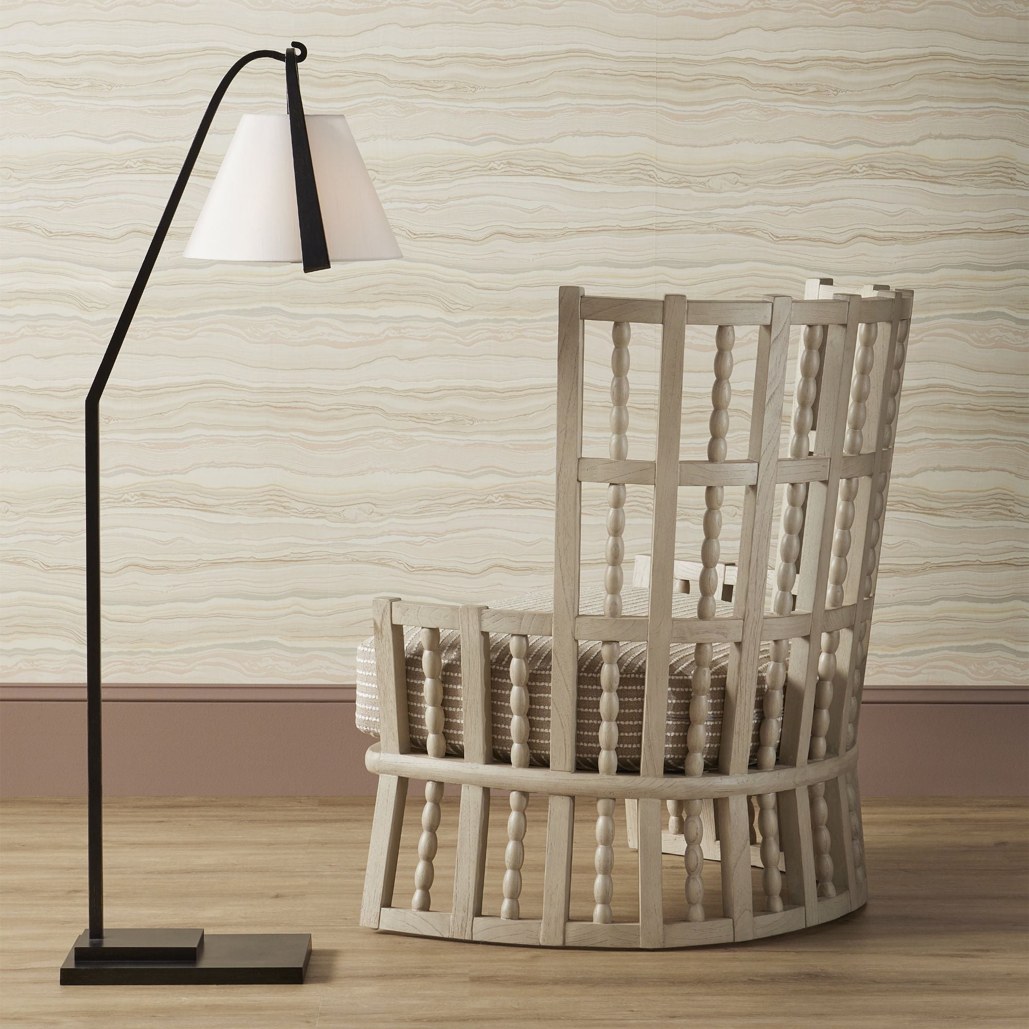 Frey Black Floor Lamp - Satin Black/Brushed Brown