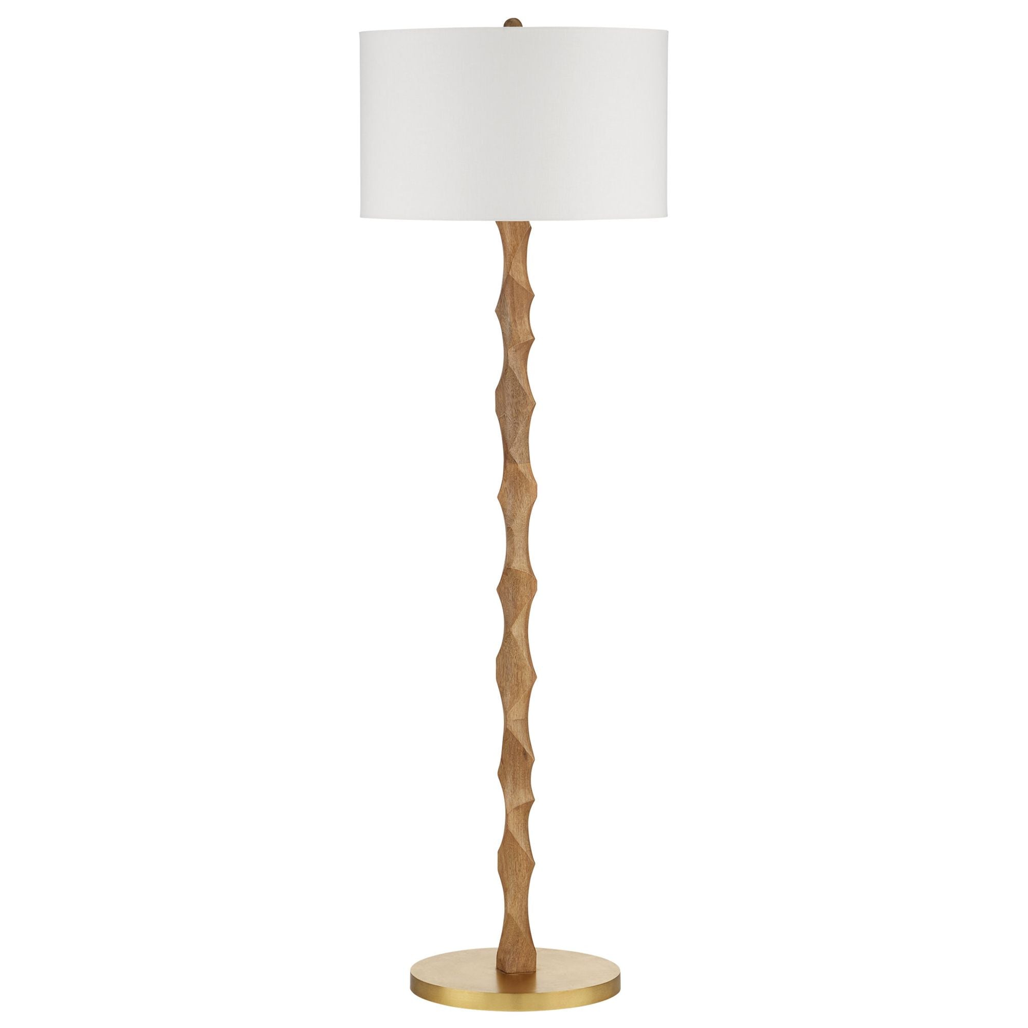 Sunbird Wood Floor Lamp - Natural/Brass