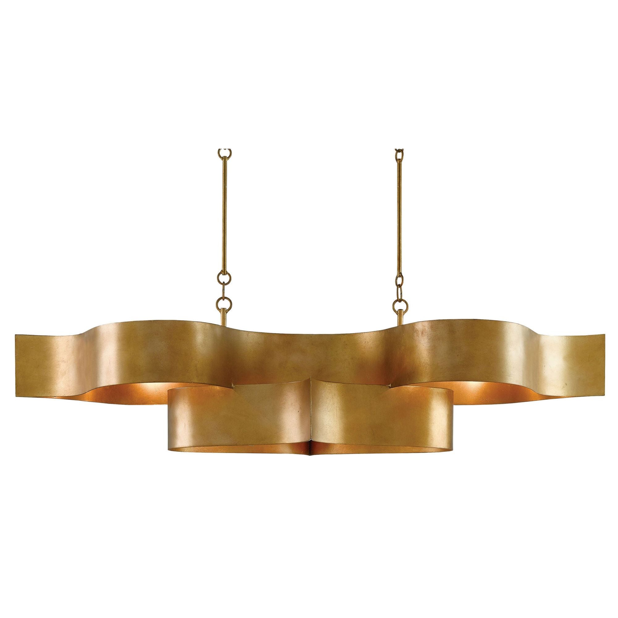 Grand Lotus Gold Oval Chandelier - Antique Gold Leaf