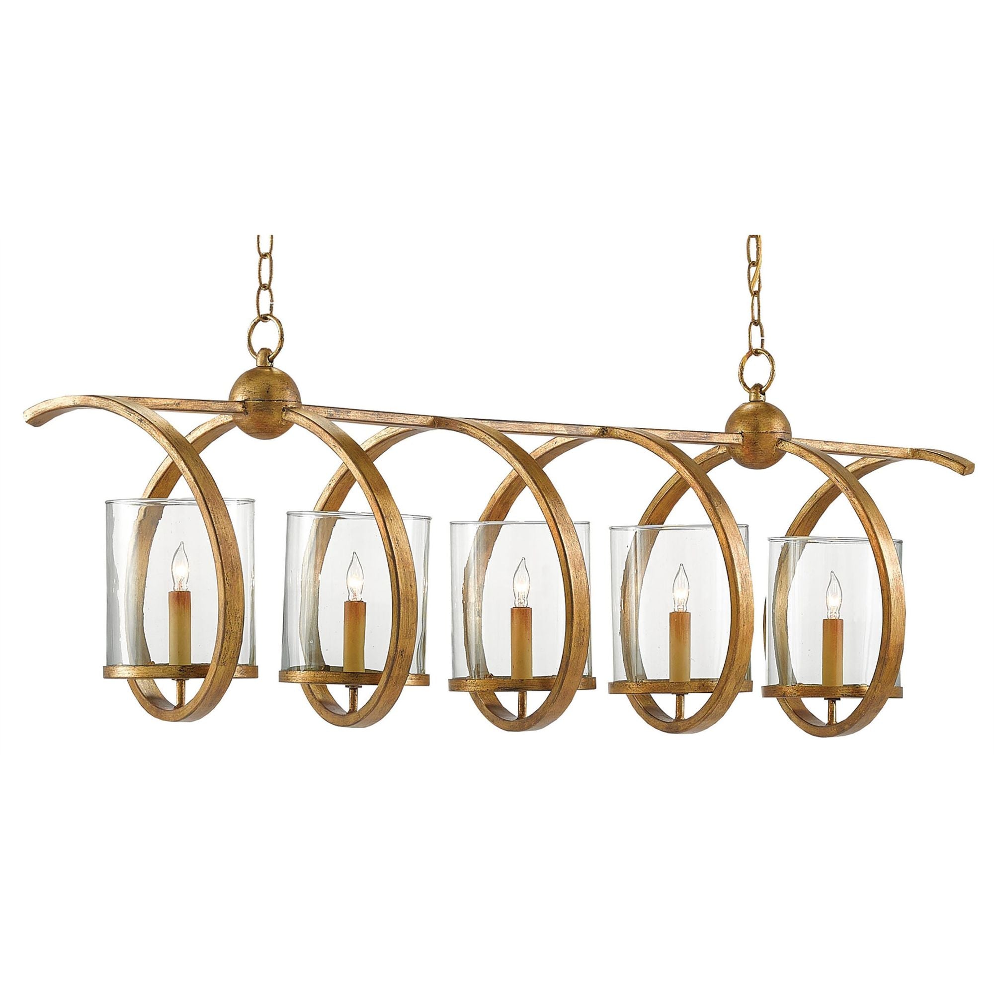 Maximus Medium Gold Chandelier - Washed Gold Leaf