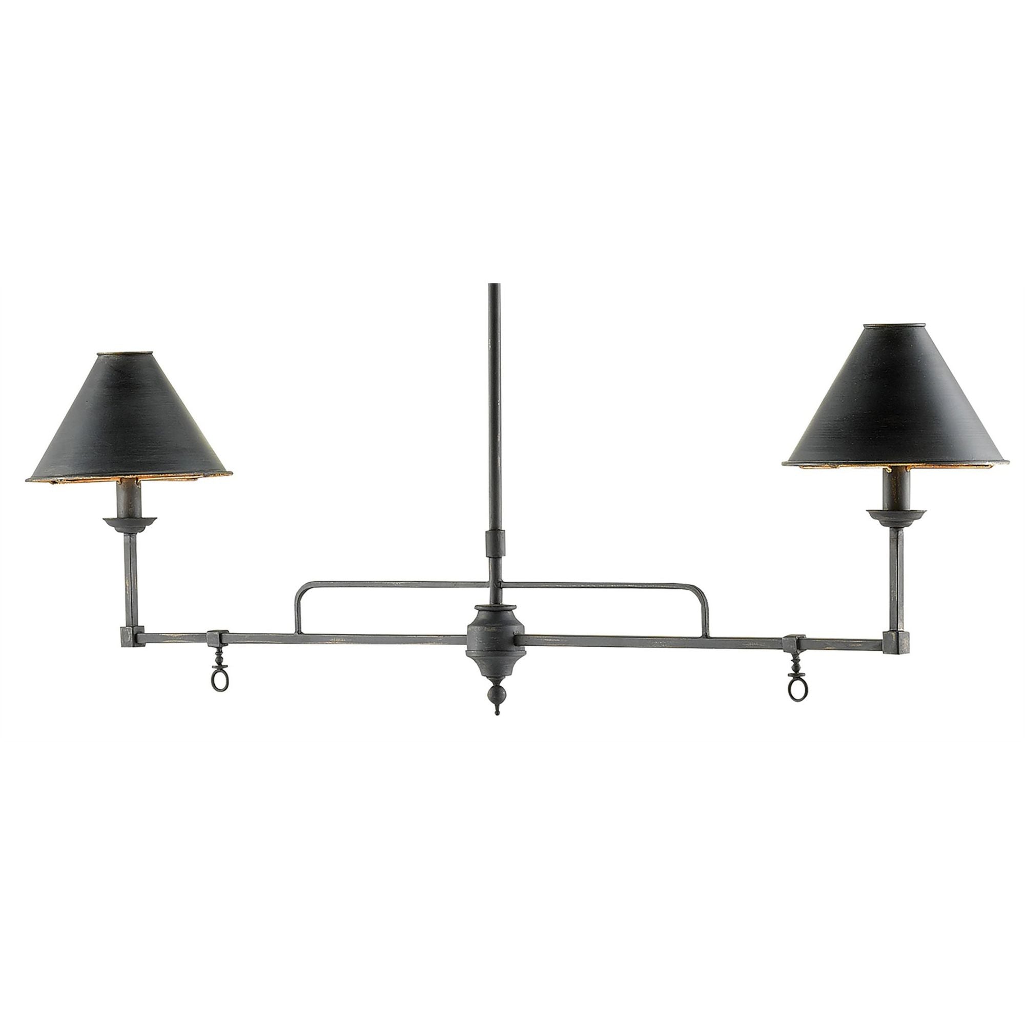 Prosperity Black Rectangular Chandelier - French Black/Contemporary Gold Leaf Interior