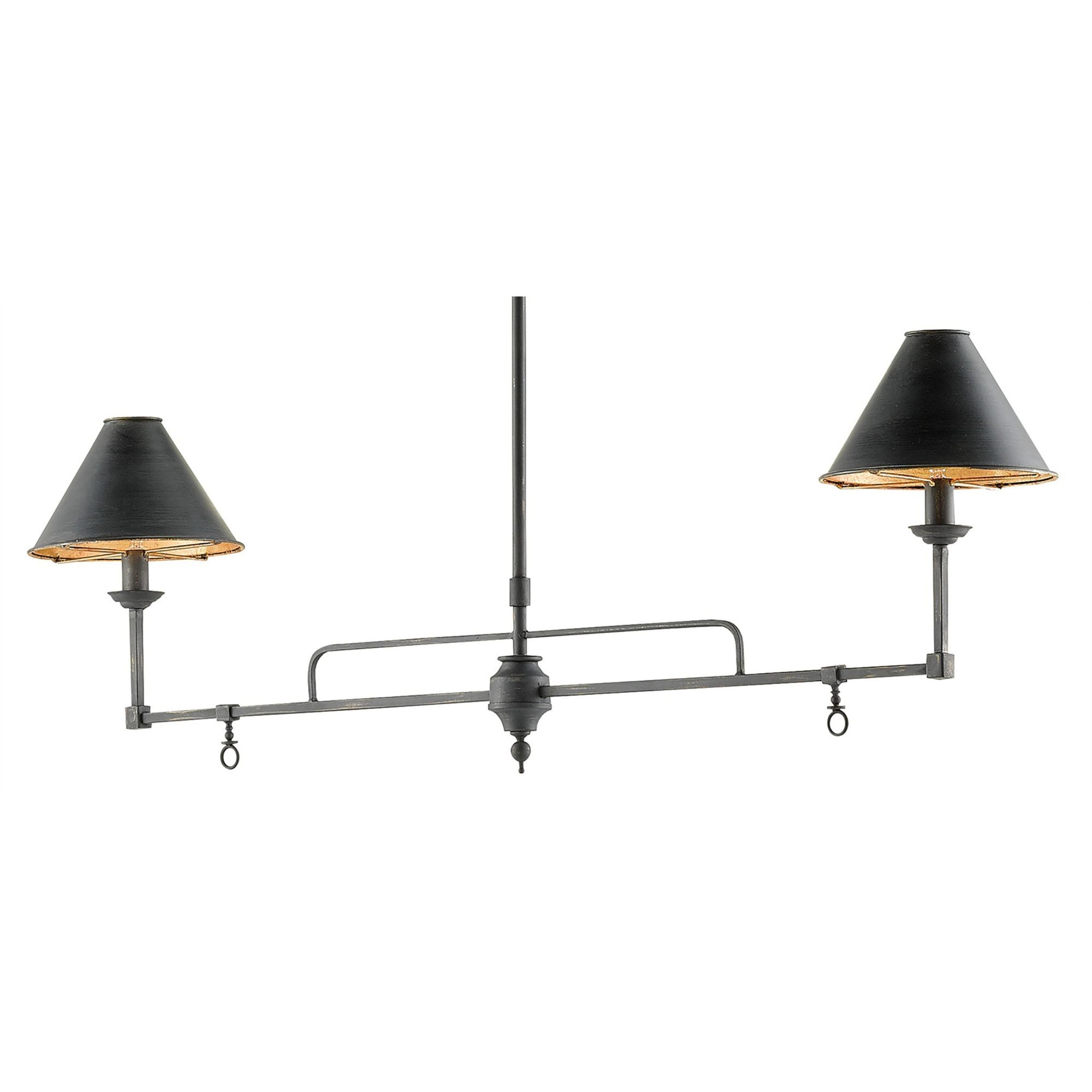 Prosperity Black Rectangular Chandelier - French Black/Contemporary Gold Leaf Interior