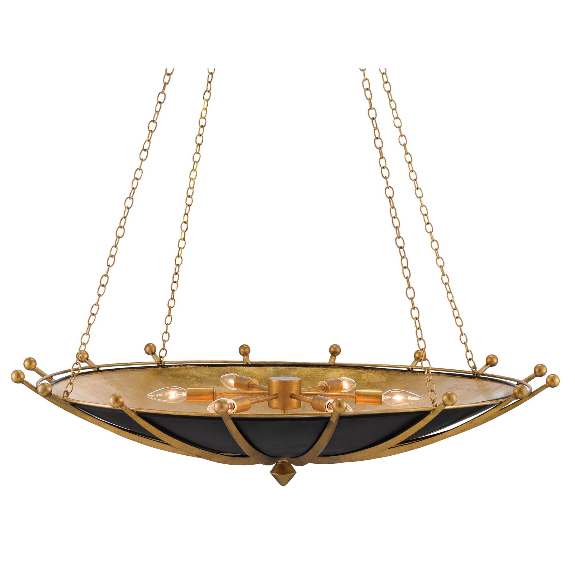 Fontaine Black & Gold Chandelier - Antique Gold Leaf/Contemporary Gold Leaf/Satin Black