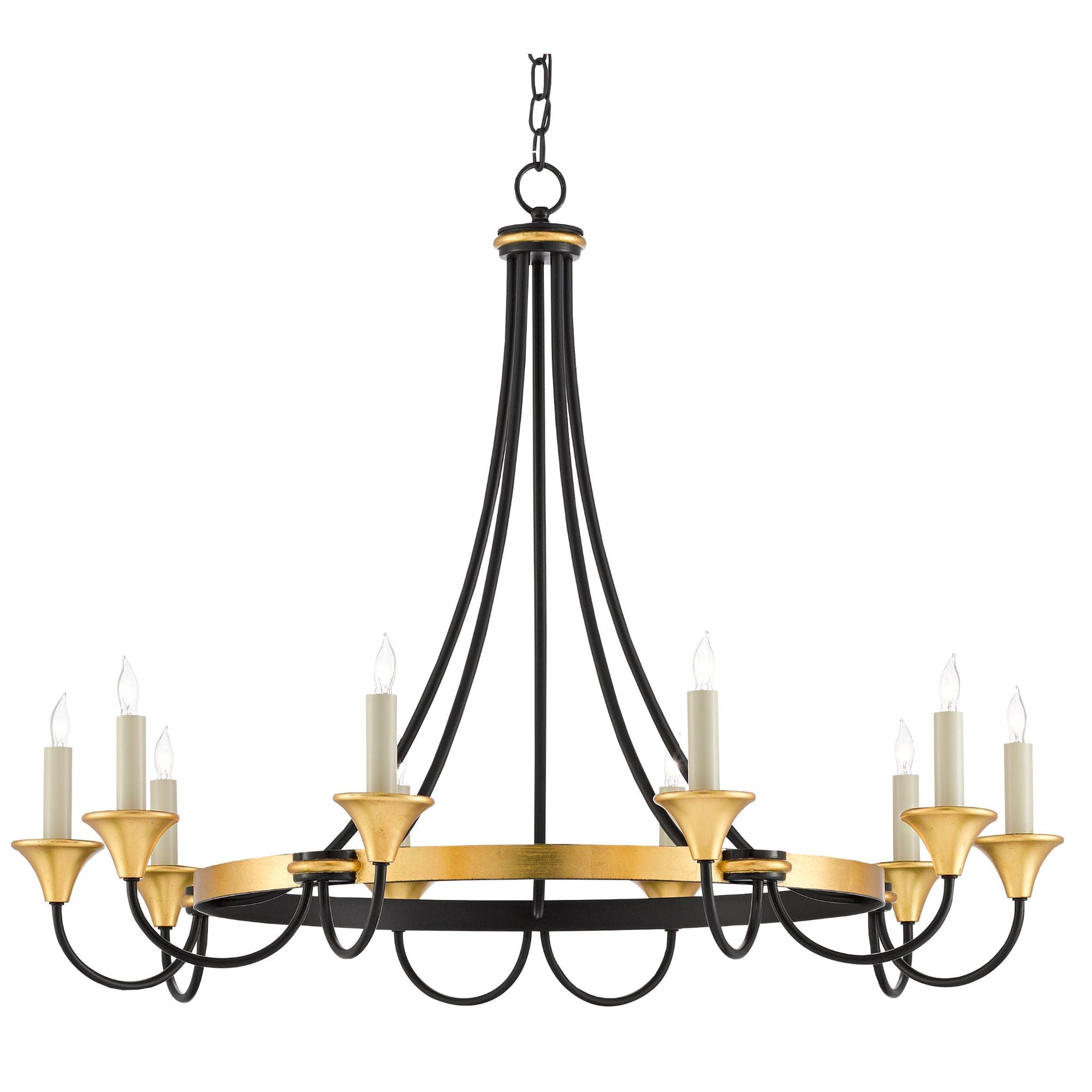 Hanlon Chandelier - Washed Black/Contemporary Gold Leaf
