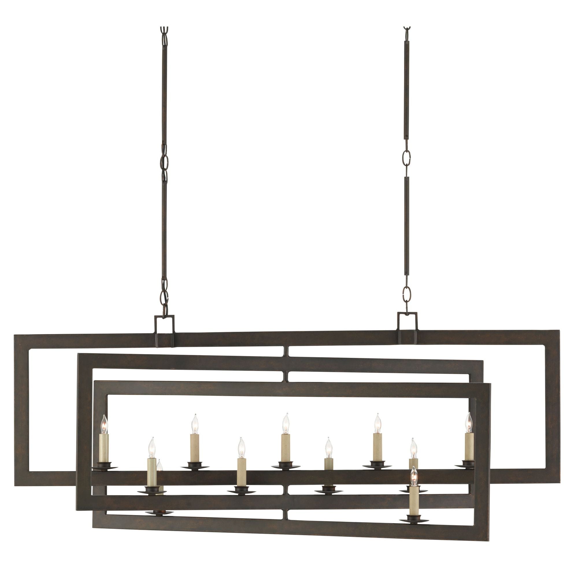 Middleton Bronze Rectangular Chandelier - Bronze Gold