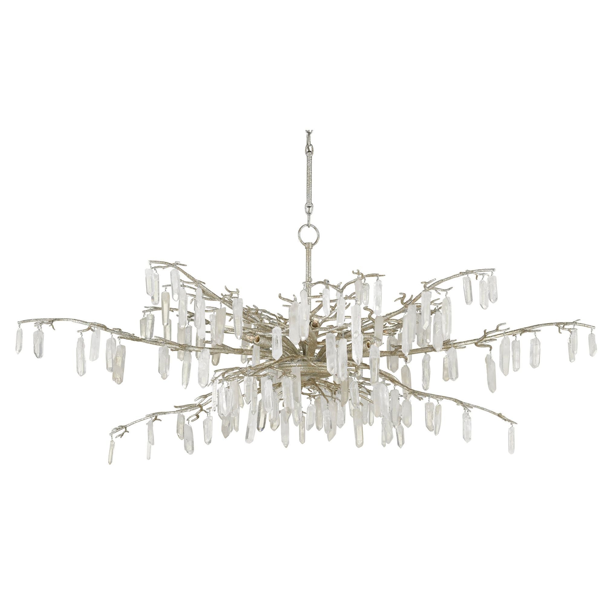 Forest Dawn Silver Chandelier - Textured Silver/Natural