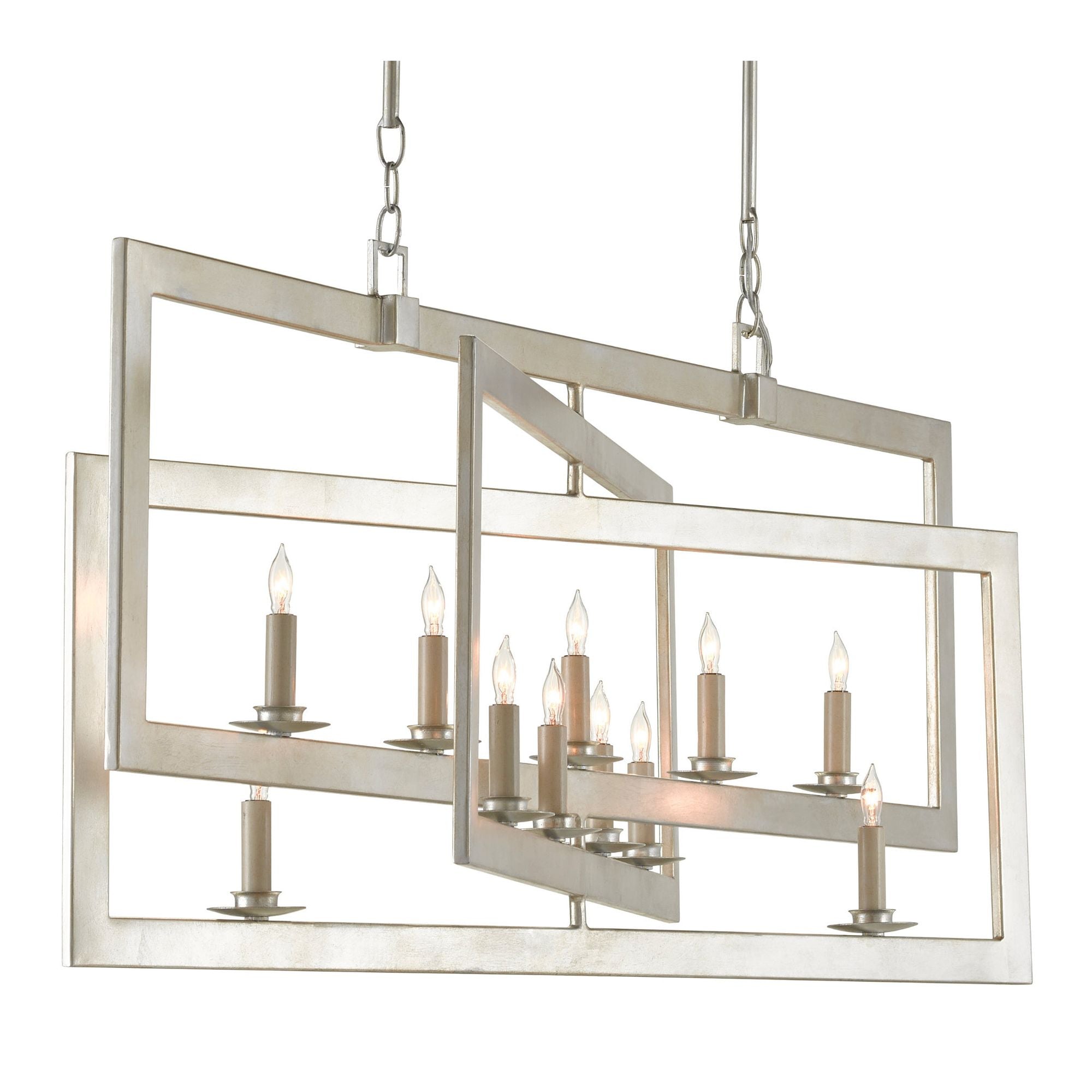 Middleton Silver Rectangular Chandelier - Contemporary Silver Leaf