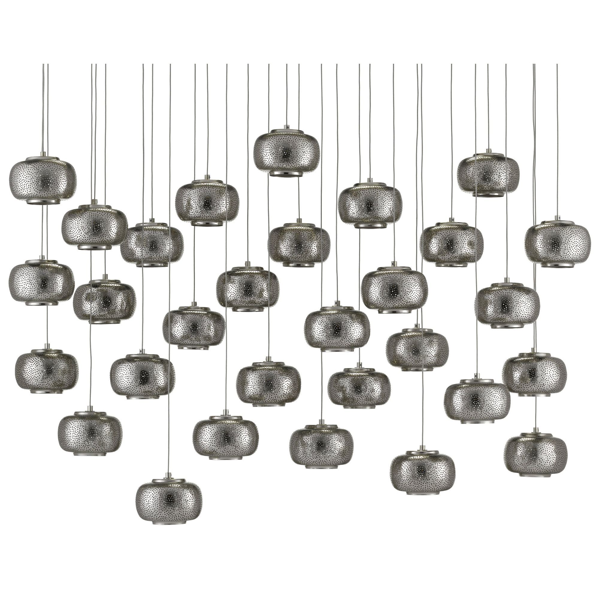 Pepper 30-Light Rectangular Multi-Drop Pendant - Painted Silver/Nickel