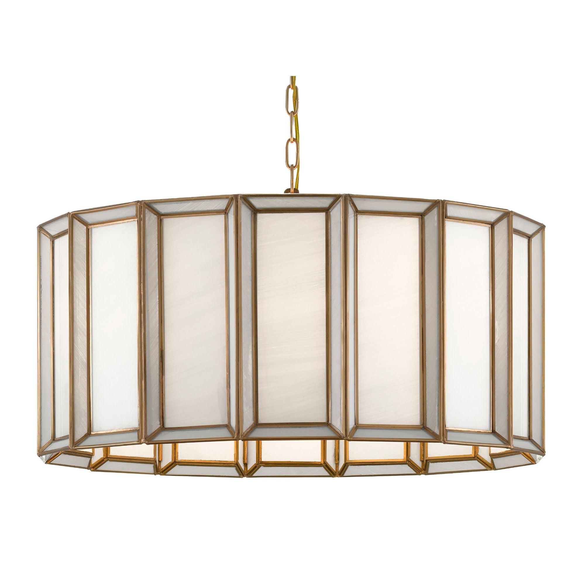 Daze Large Pendant - Antique Brass/White