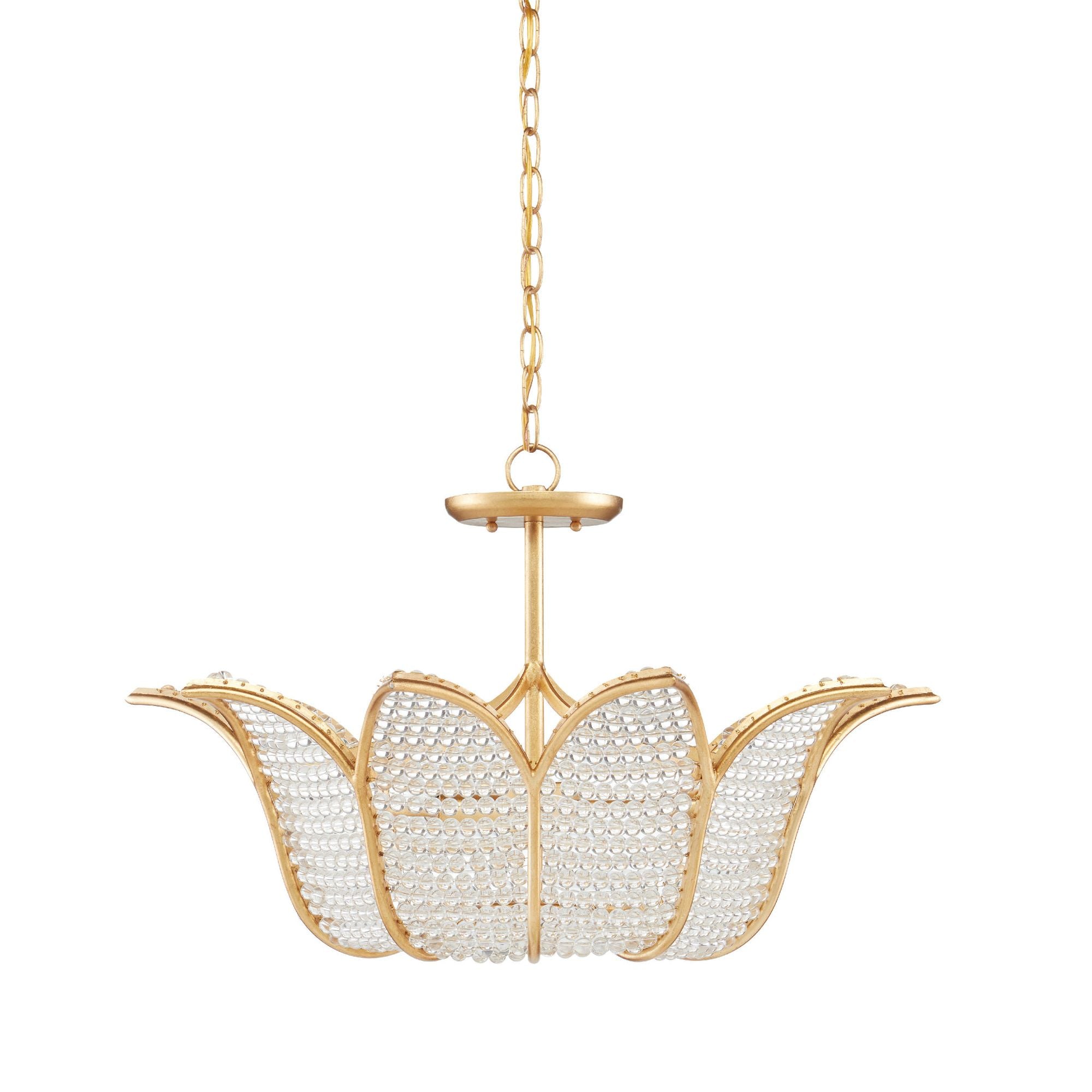 Bebe Beaded Glass Chandelier - Contemporary Gold Leaf/Clear