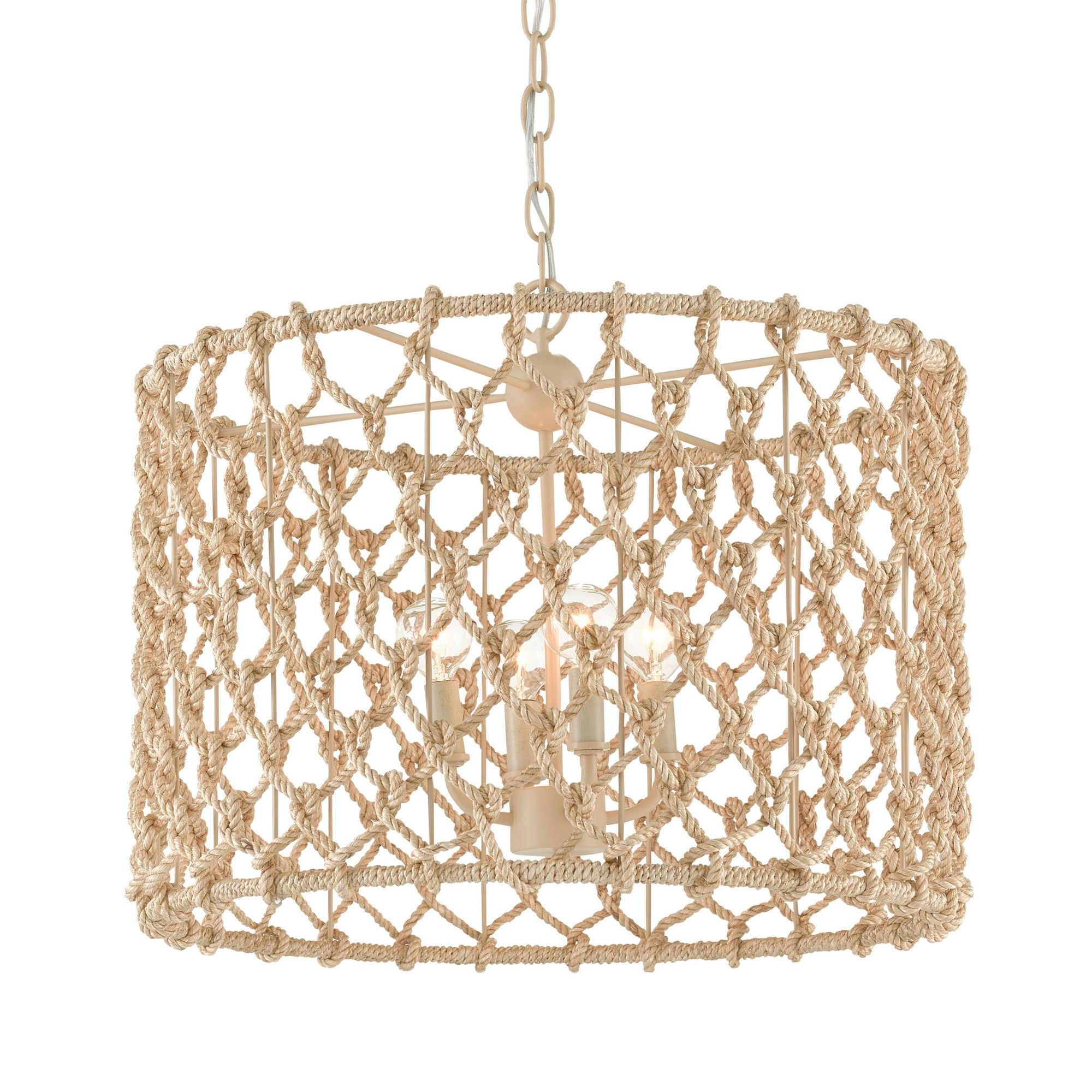 Chesapeake Rope Drum Chandelier - Beige/Smokewood/Natural Rope
