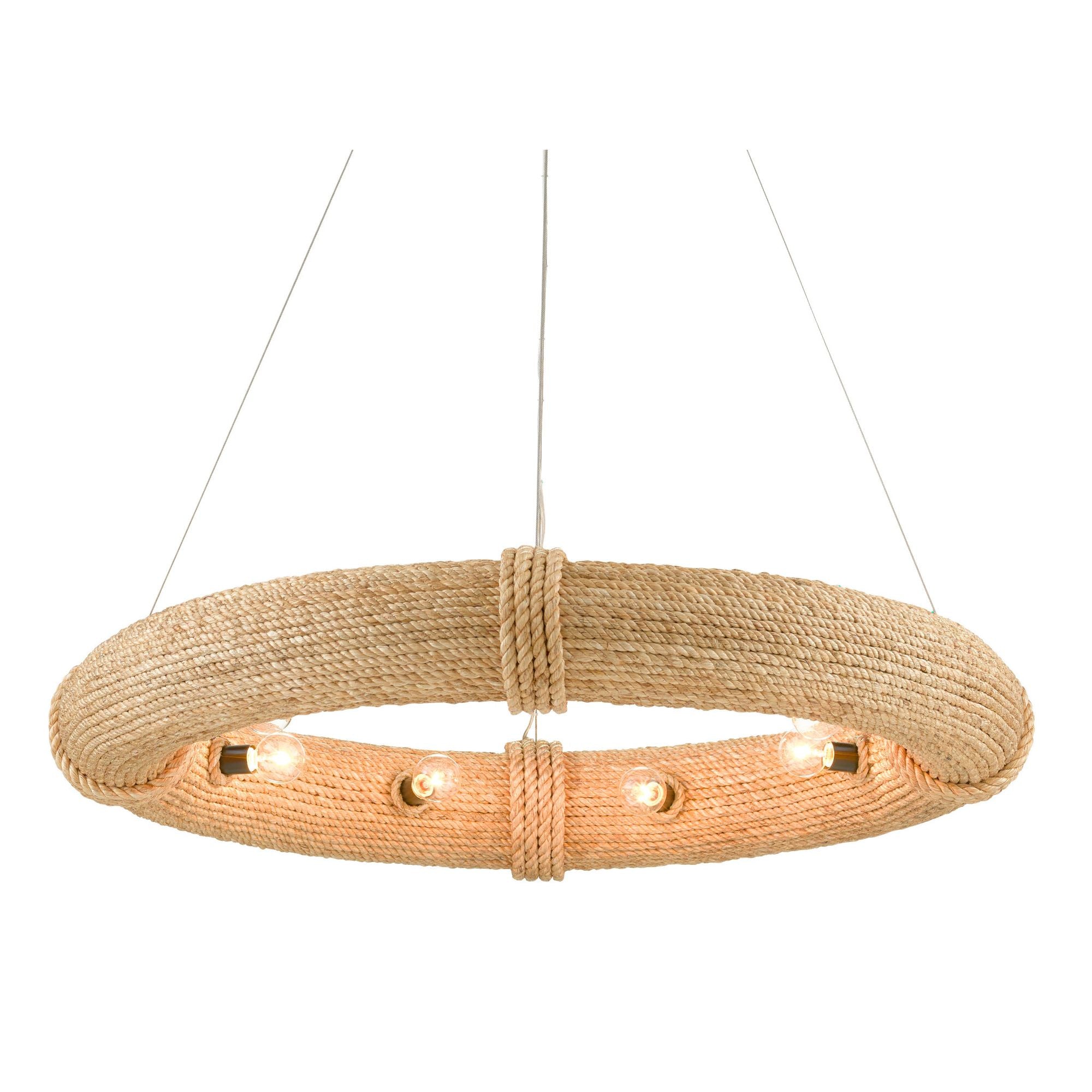 Portmeirion Medium Rope Chandelier - Satin Black/Abaca Rope