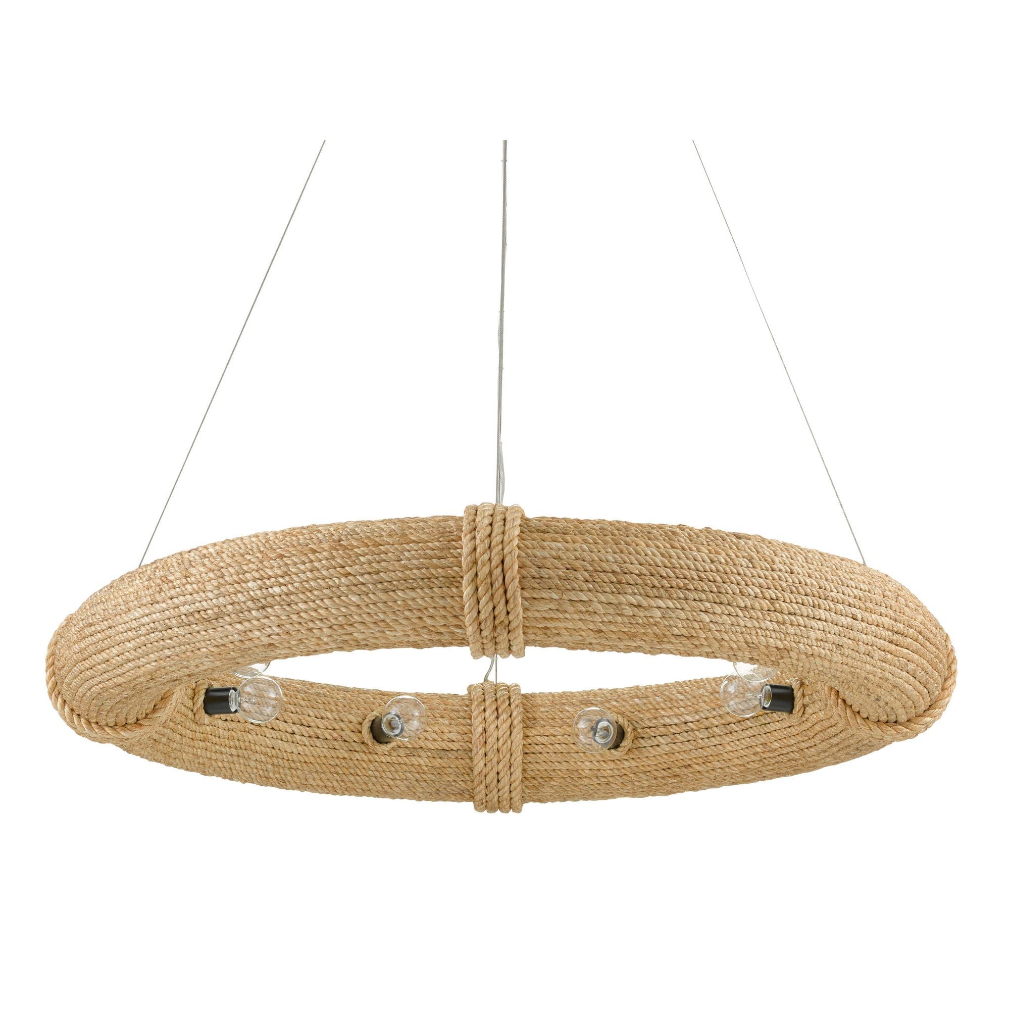 Portmeirion Medium Rope Chandelier - Satin Black/Abaca Rope