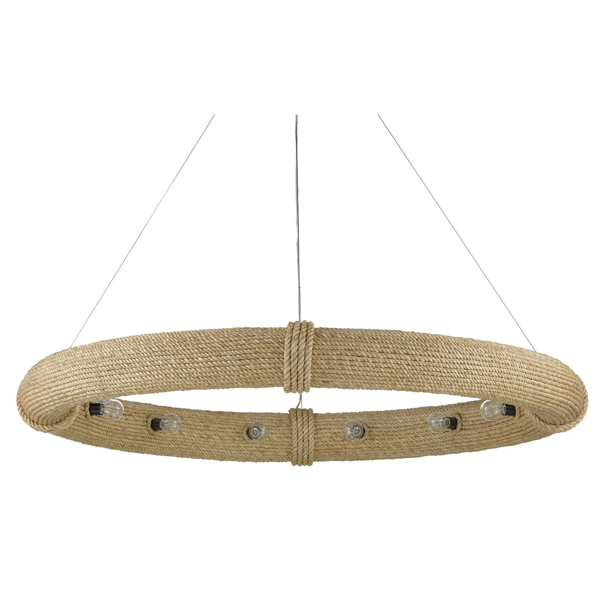 Portmeirion Large Rope Chandelier - Satin Black/Abaca Rope