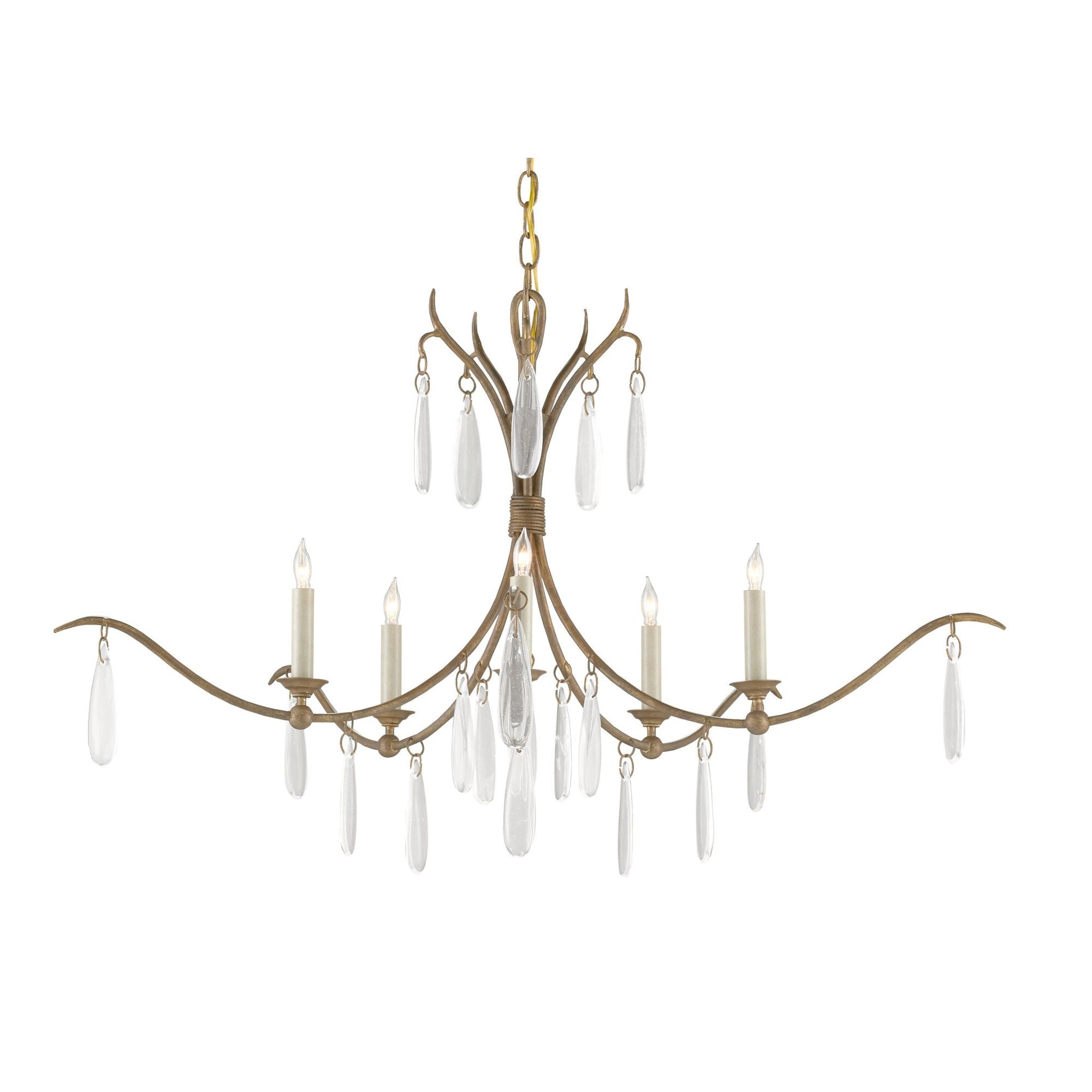 Marshallia Small Brass Chandelier - Rustic Gold/Faux Rock Crystal