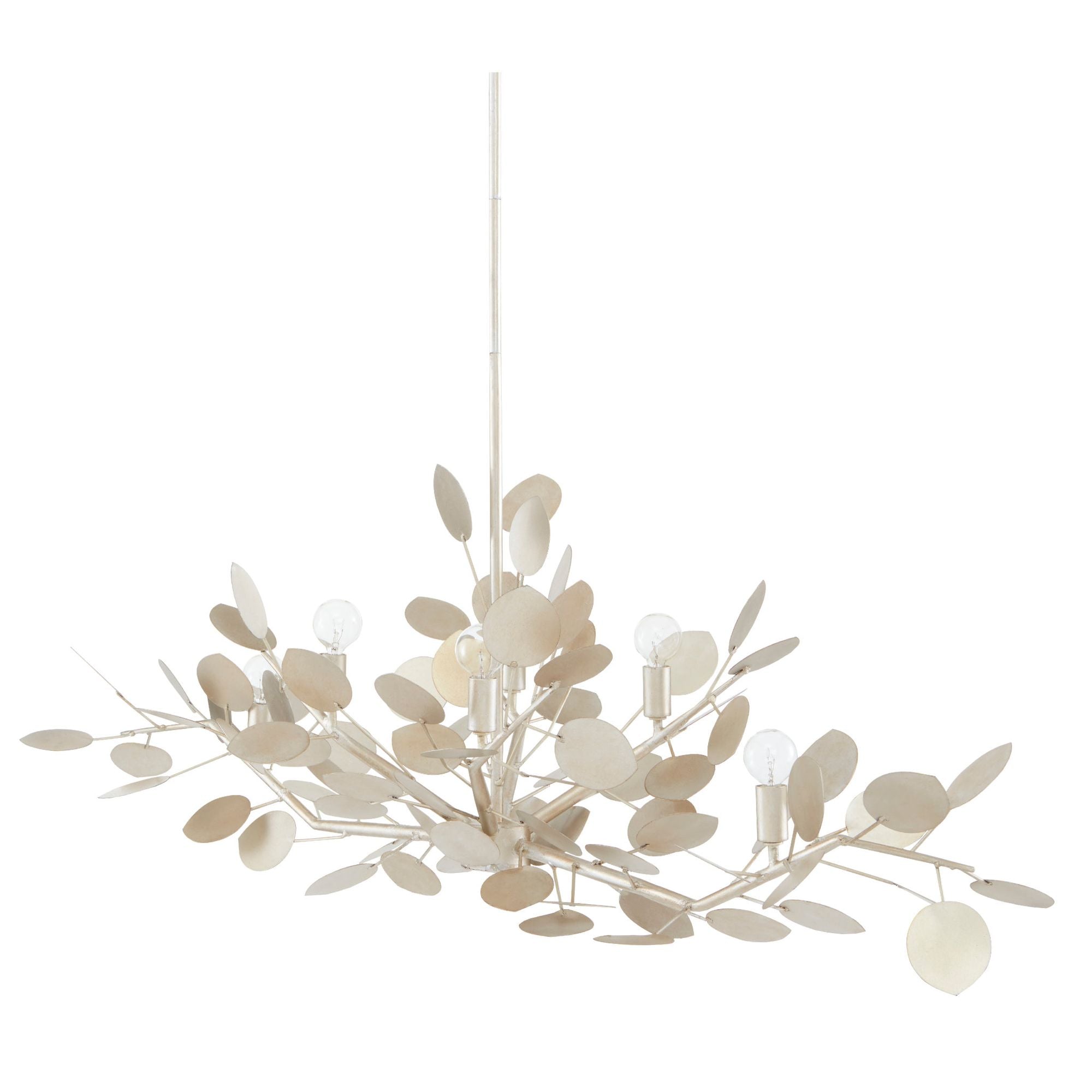 Lunaria Silver Oval Chandelier - Contemporary Silver Leaf