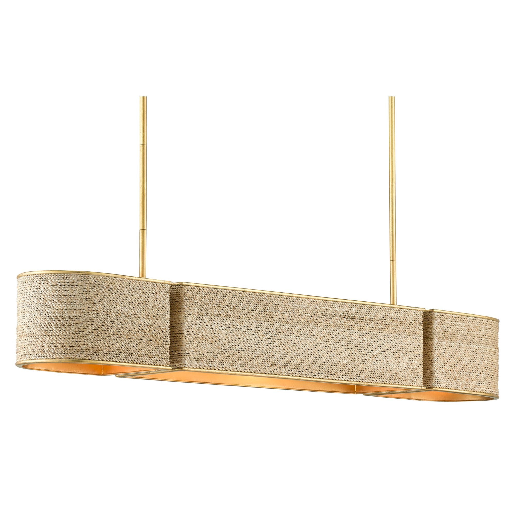 Tenby Rope Oval Chandelier - Contemporary Gold Leaf/Abaca Rope