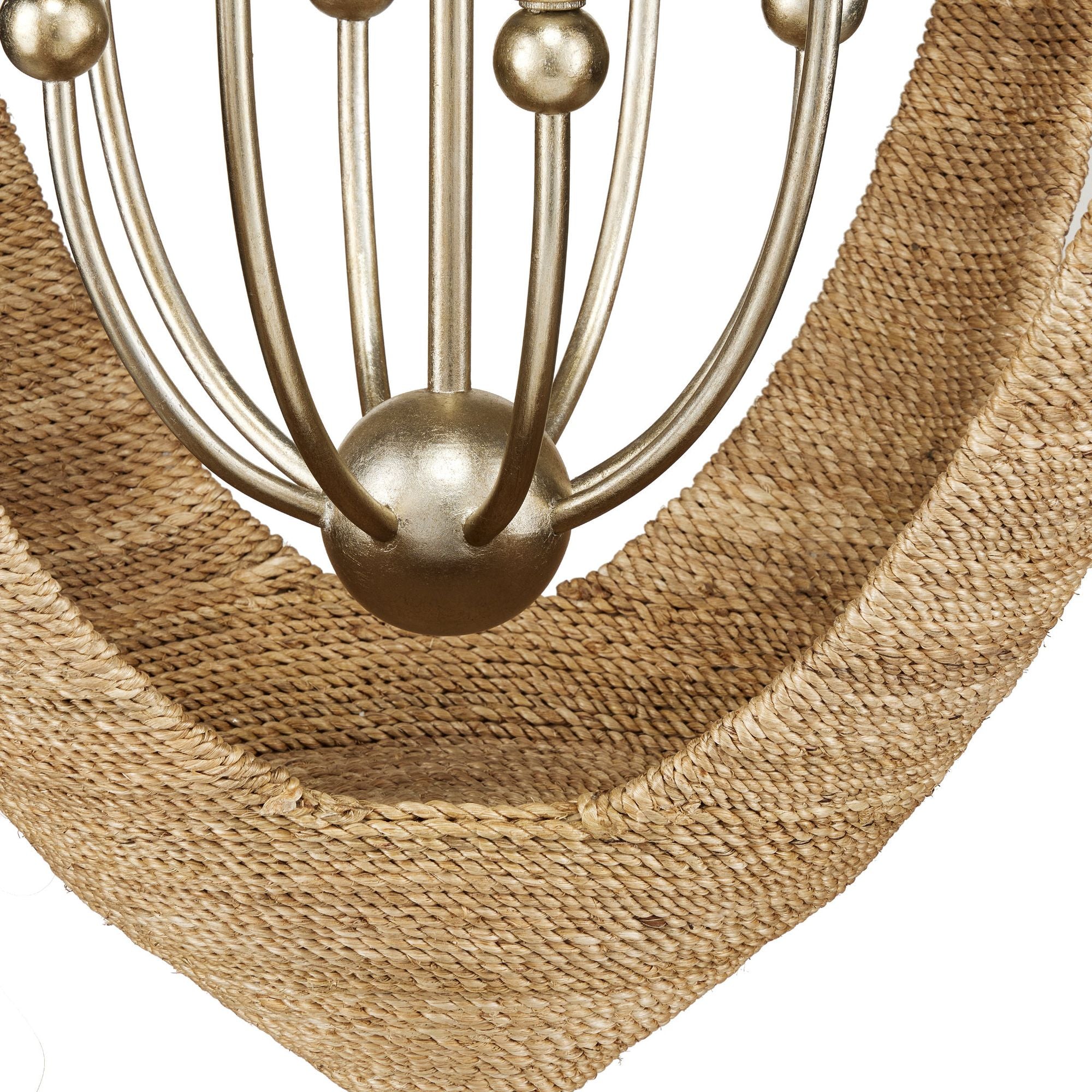 Menorca Large Rope Chandelier - Contemporary Silver Leaf/Smokewood/Natural Rope